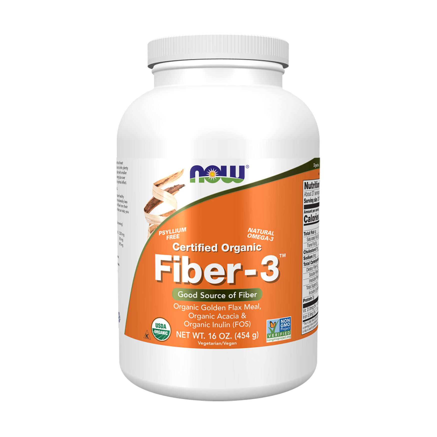 Клітковина-3 NOW Foods Certified Organic Fiber-3 в порошку, 454 г