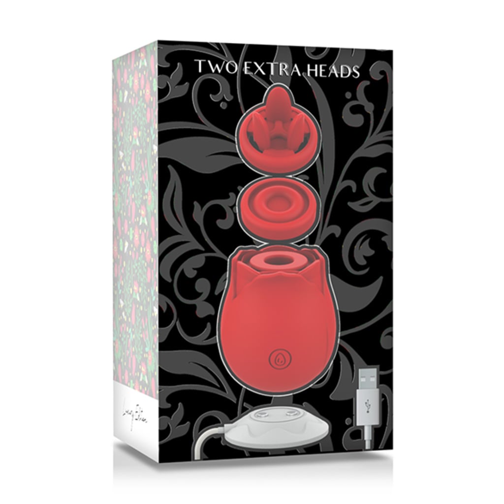 Кліторальний вакуумний стимулятор 3 в 1 Mia Rose Luxury Edition з додатковими насадками, червоний, 1 шт