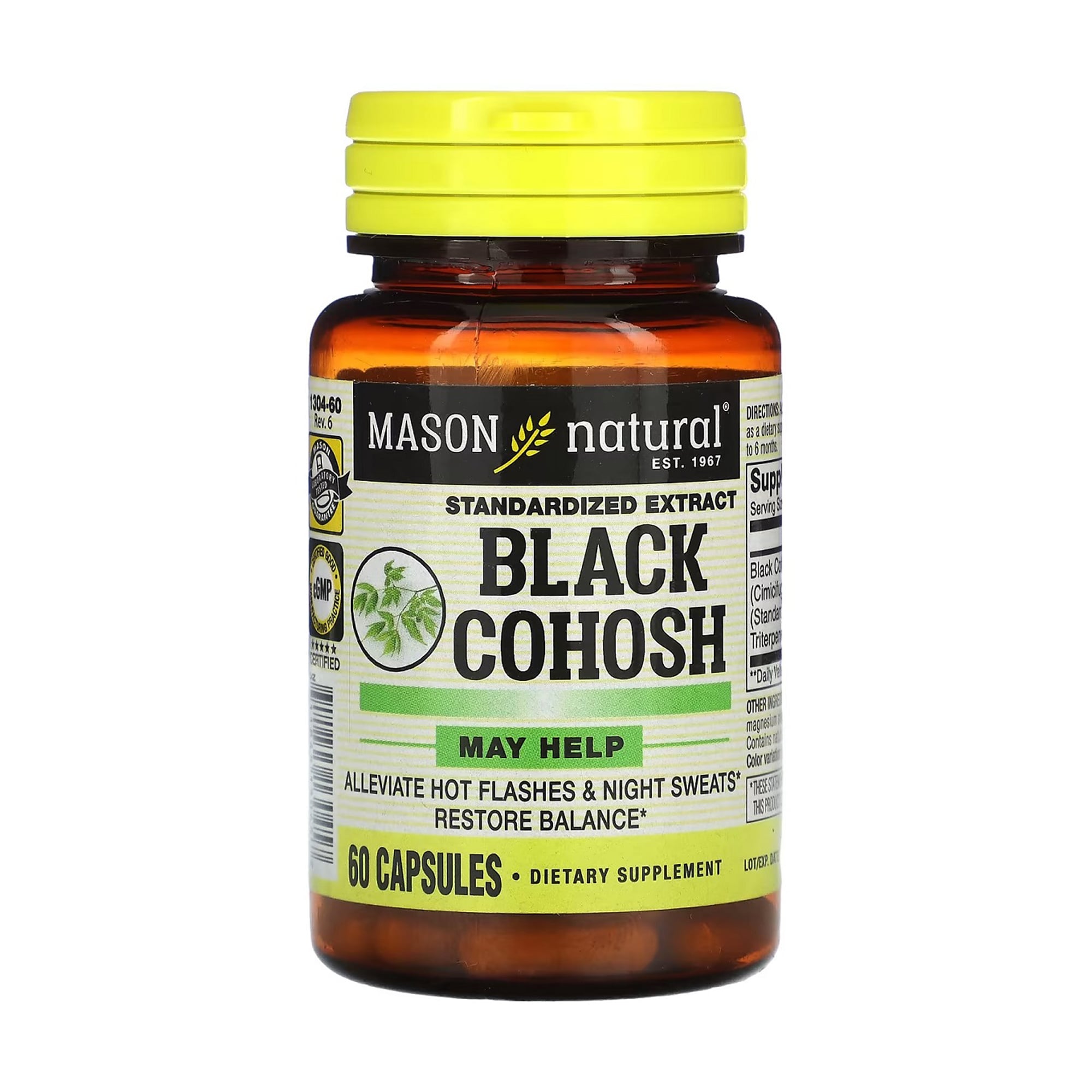 Клопогон гроновидний Mason Natural Black Cohosh Standardized Extract, 60 капсул