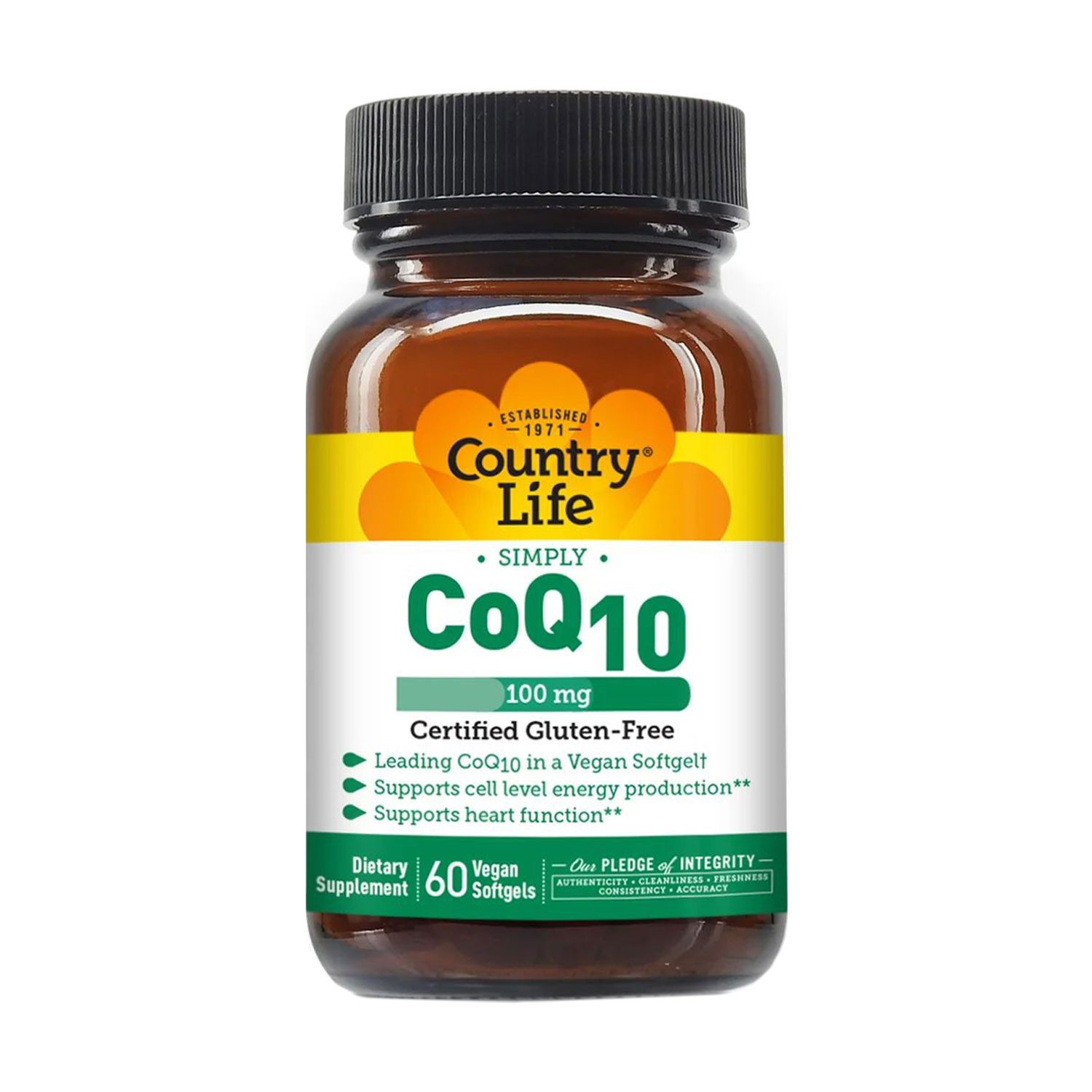 Коензим Q10 Country Life CoQ10, 100 мг, 60 веганських капсул