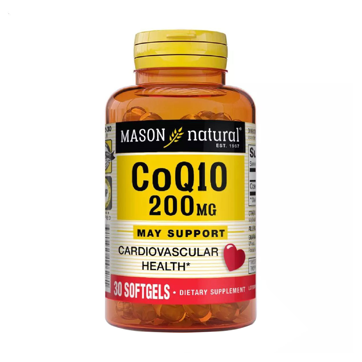Коензим Q10 Mason Natural Co Q10, 200 мг, 30 гелевих капсул