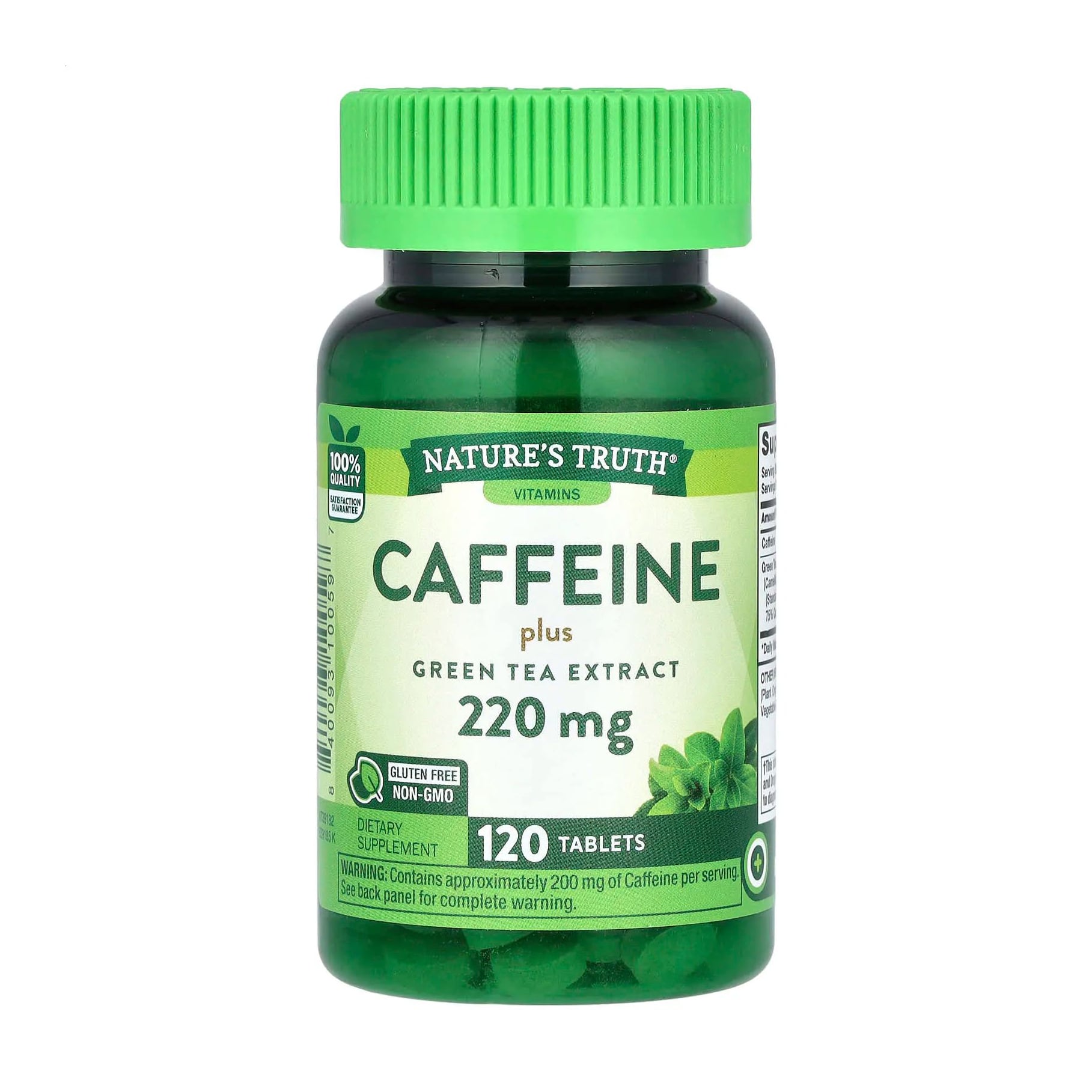 Кофеїн та екстракт зеленого чаю Nature's Truth Caffeine Plus Green Tea Extract, 220 мг, 120 таблеток
