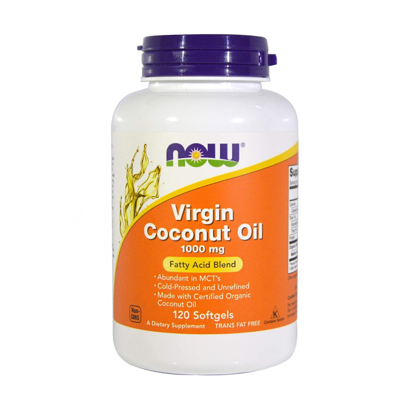 Кокосова олія першого віджиму Now Foods Virgin Coconut Oil 1000 мг, 120 капсул