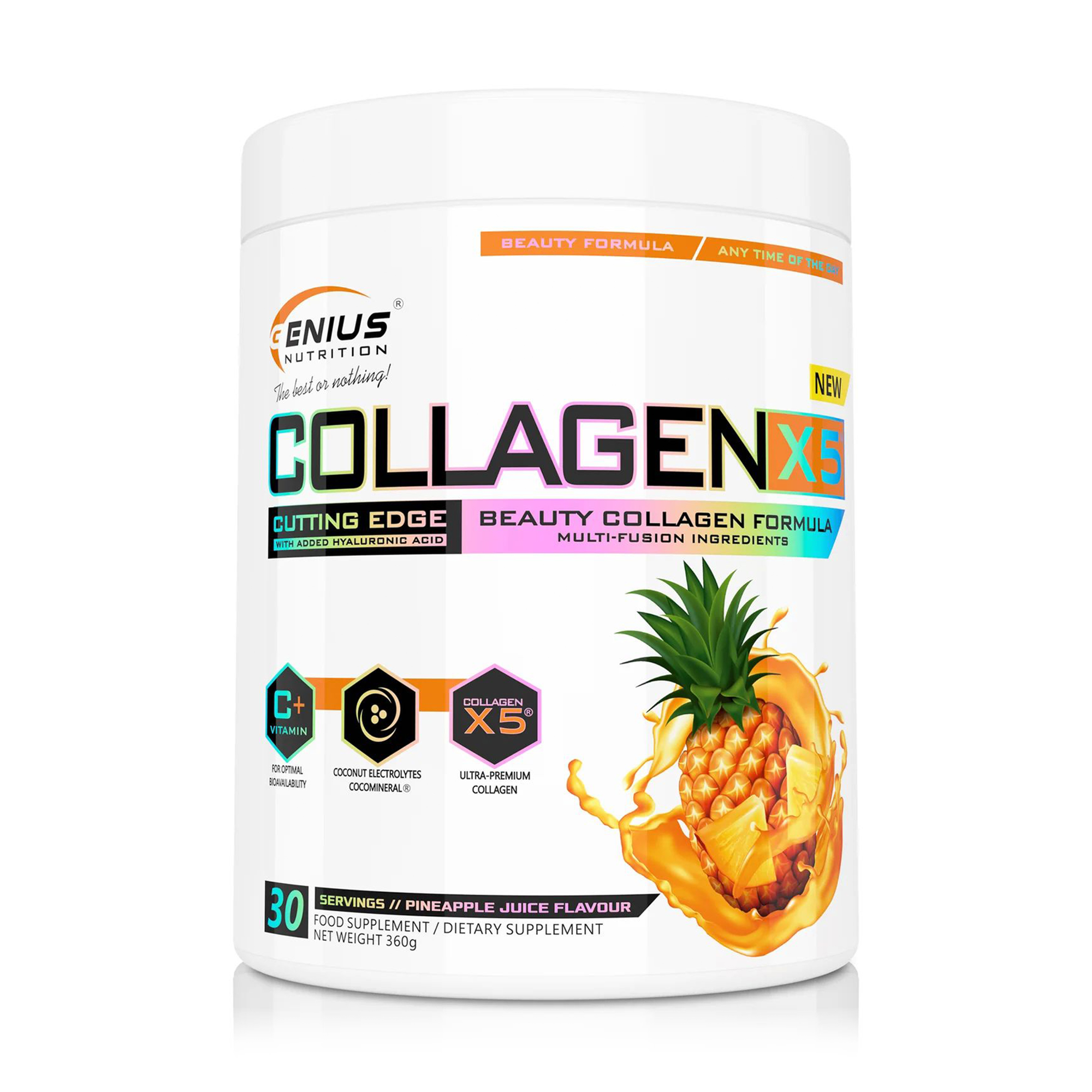Колаген Genius Nutrition Collagen-X5 Ананас, в порошку, 360 г