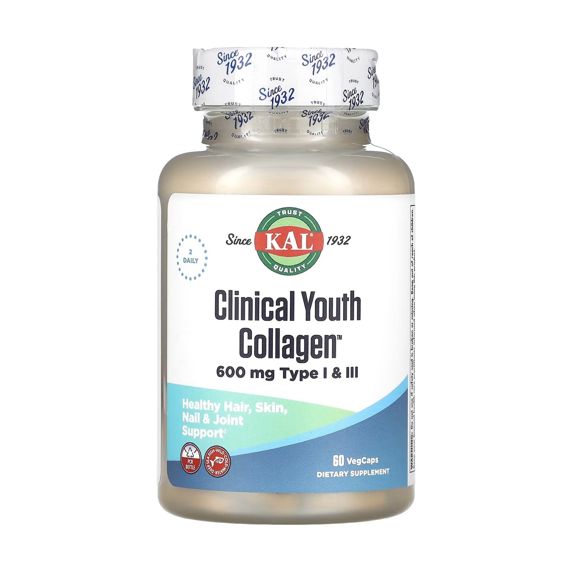 Колаген KAL Clinical Youth Collagen Type I &amp; III, 600 мг, 60 капсул