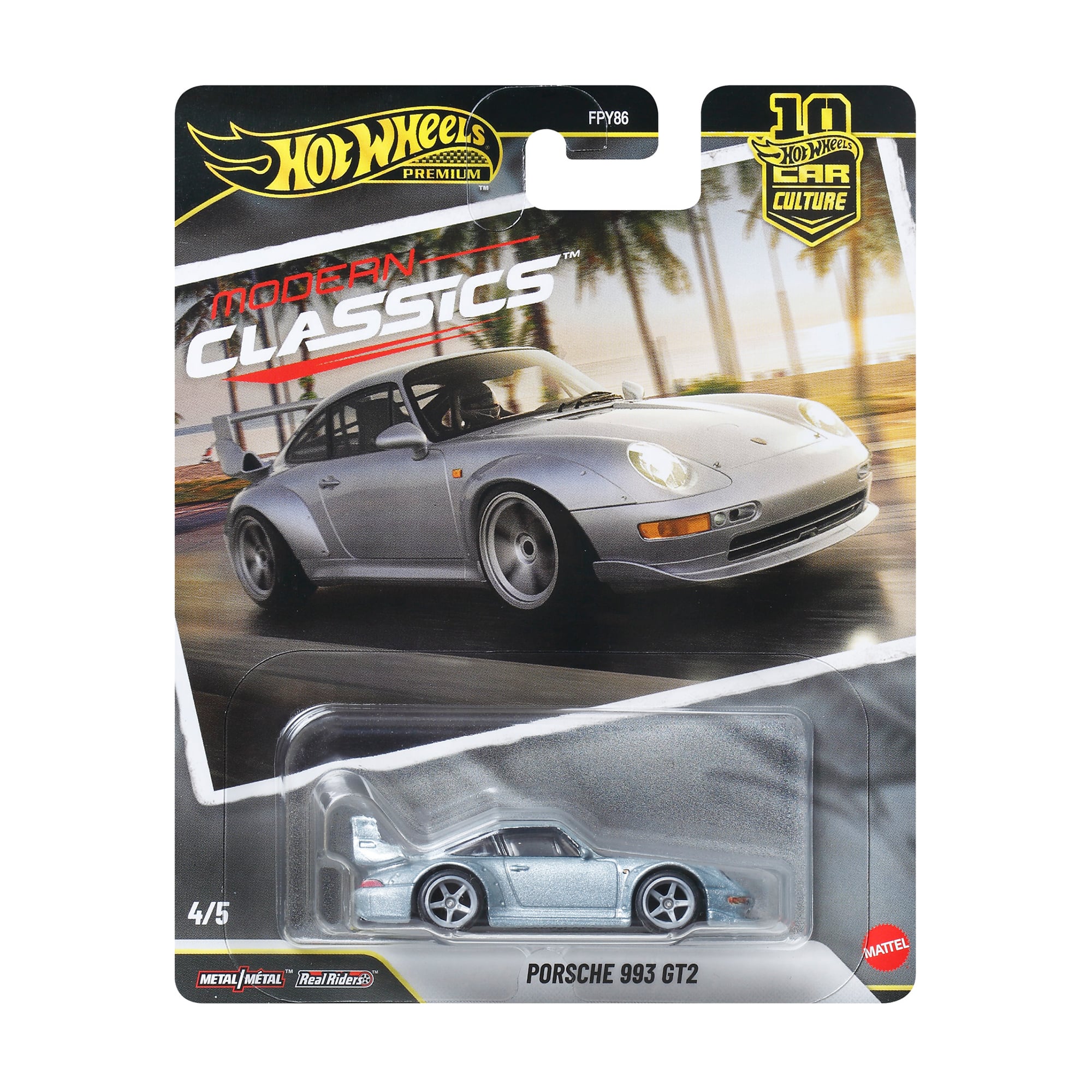 Колекційна автомодель Hot Wheels Porsche 993 GT2 серії Car Culture сіра, від 3 років (JKF16)