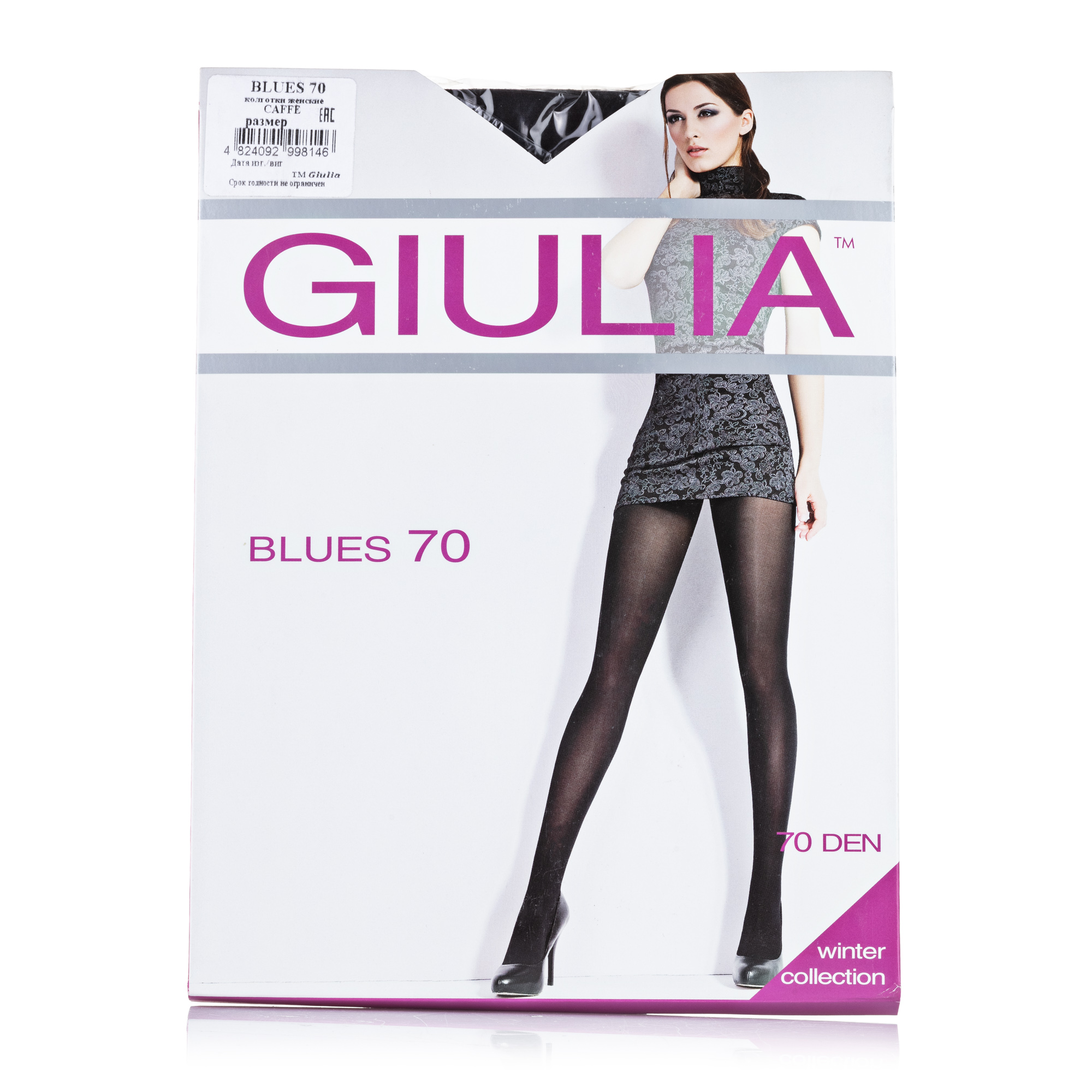 Колготки жіночі Giulia Blues 3D без шортиків, 70 DEN, Caffe, розмір 5