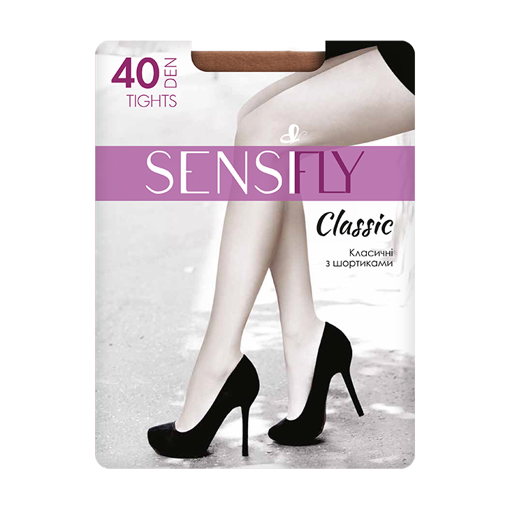 Колготки жіночі Sensi fly Classic з шортиками, 40 DEN, чорний, розмір 2