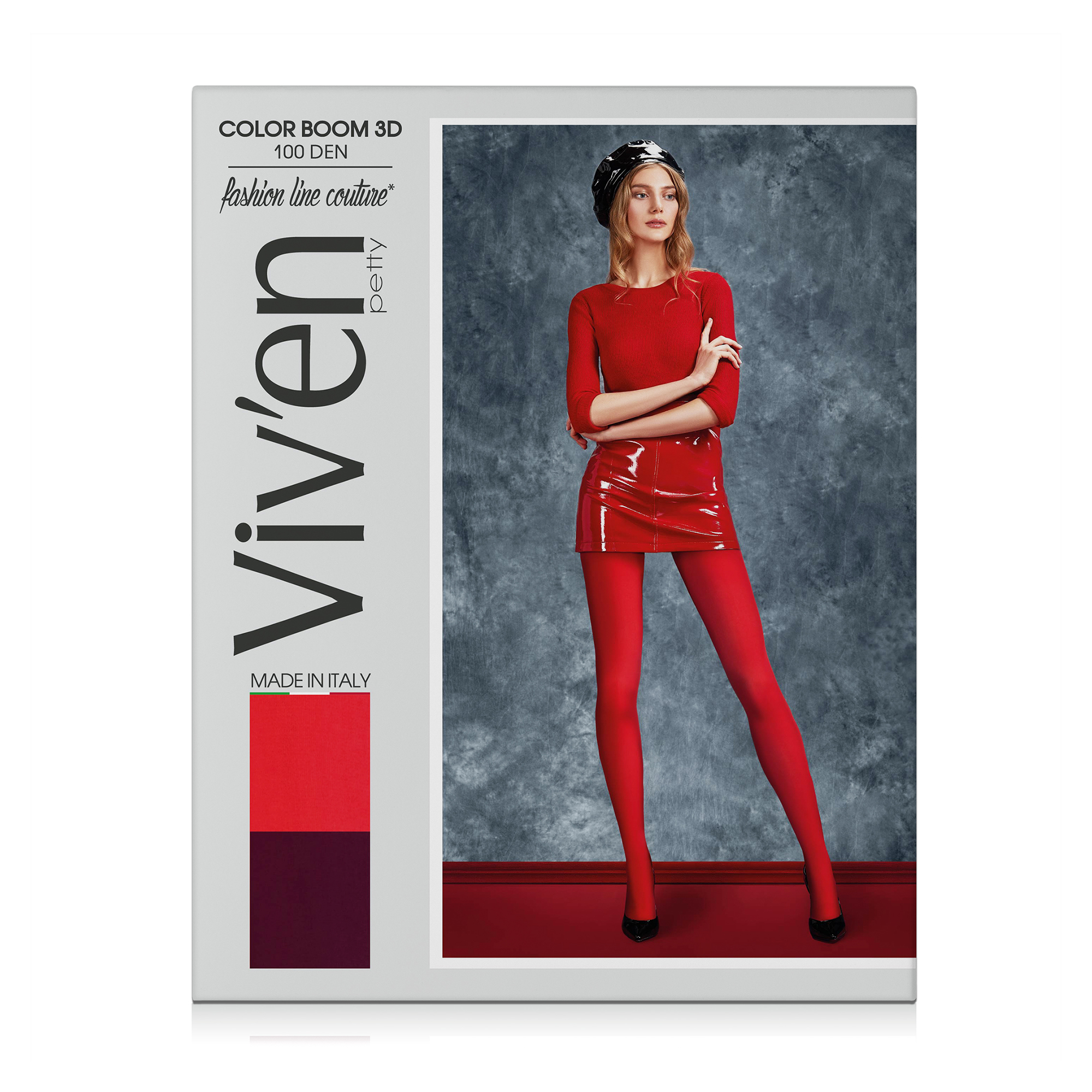 Колготки жіночі Viv'en petty Color Boom 3D, 100 DEN, червоні, розмір 3
