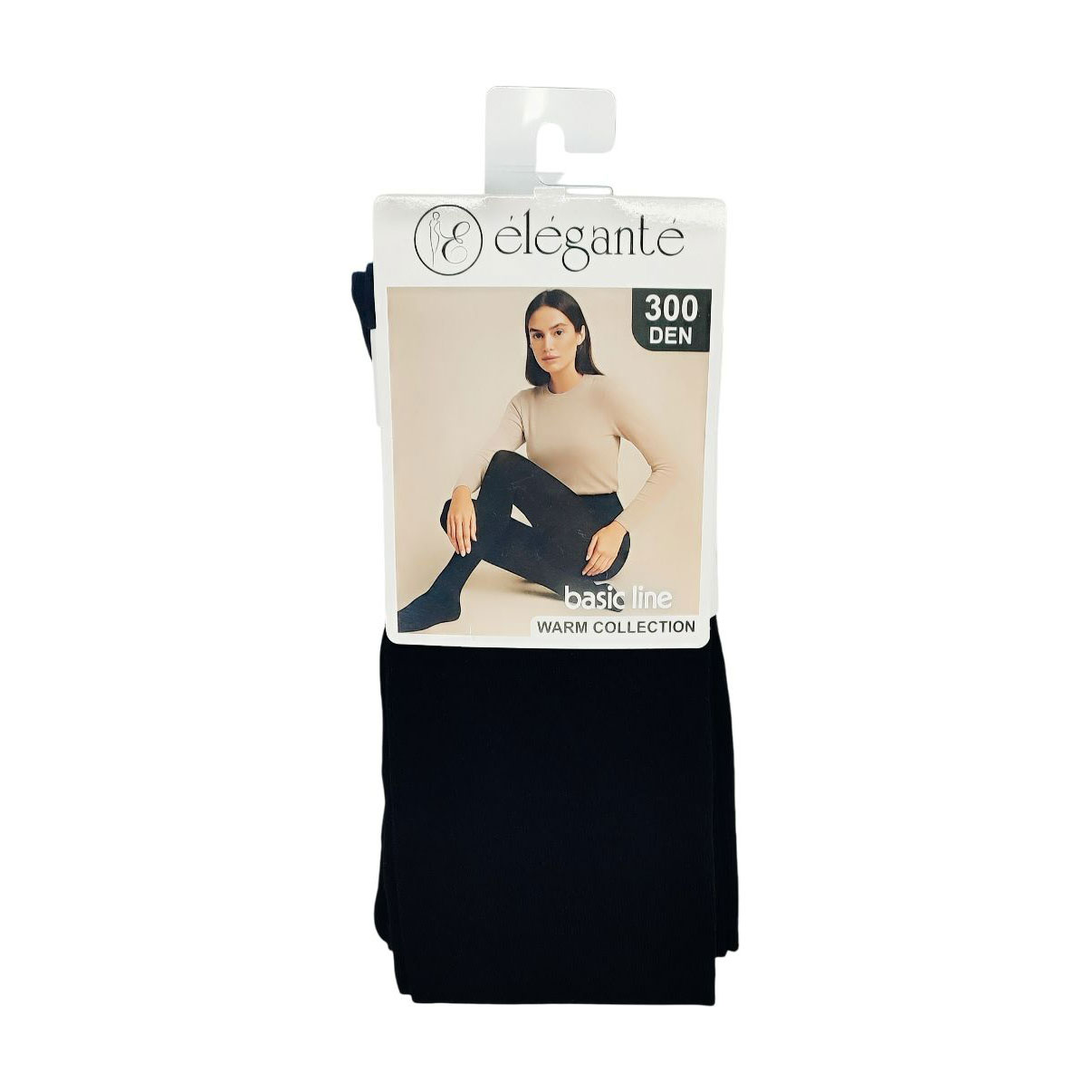 Колготи жіночі бавовняні Elegante Basic Line, 300 DEN, Nero, розмір 6