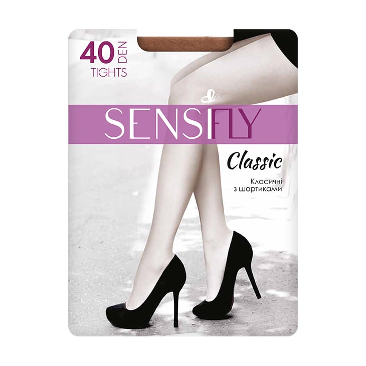 Колготи жіночі Sensi fly Classic з шортиками, 40 DEN, натуральний, розмір 5