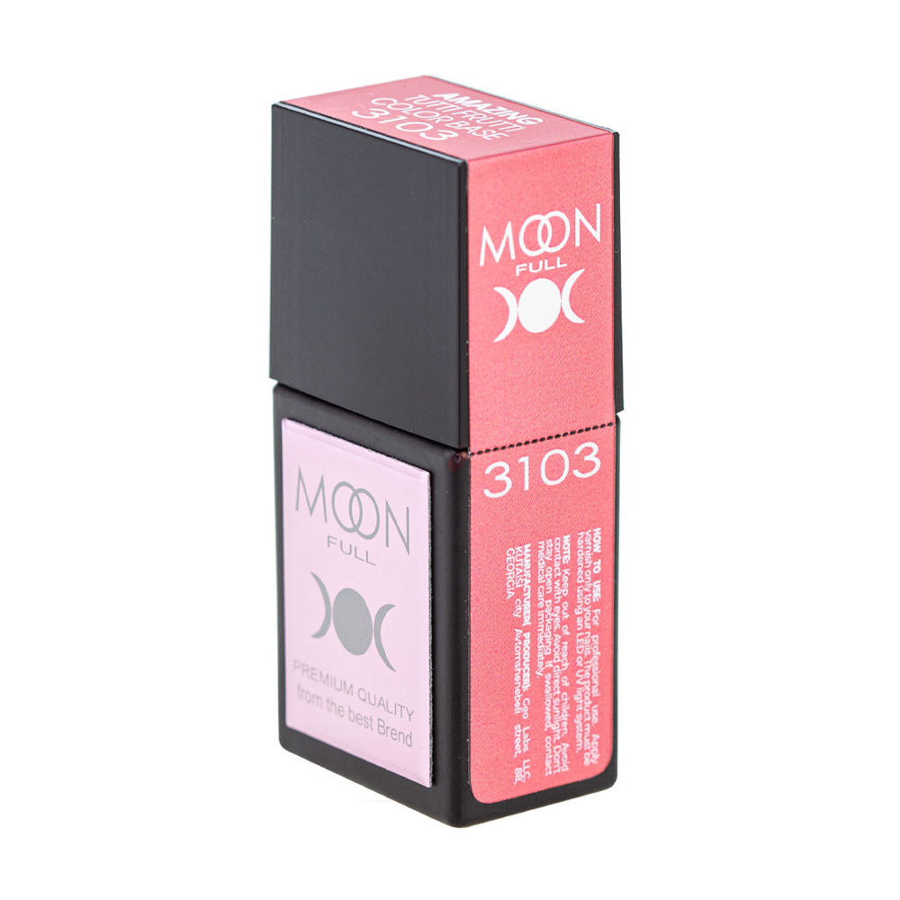Кольорова база для гель-лаку Moon Full Amazing Tutti Frutti Color Base 3103 Ніжно-коралова, 12 мл