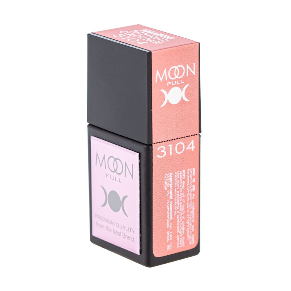 Кольорова база для гель-лаку Moon Full Amazing Tutti Frutti Color Base 3104 Ніжно-коралово-рожева, 12 мл