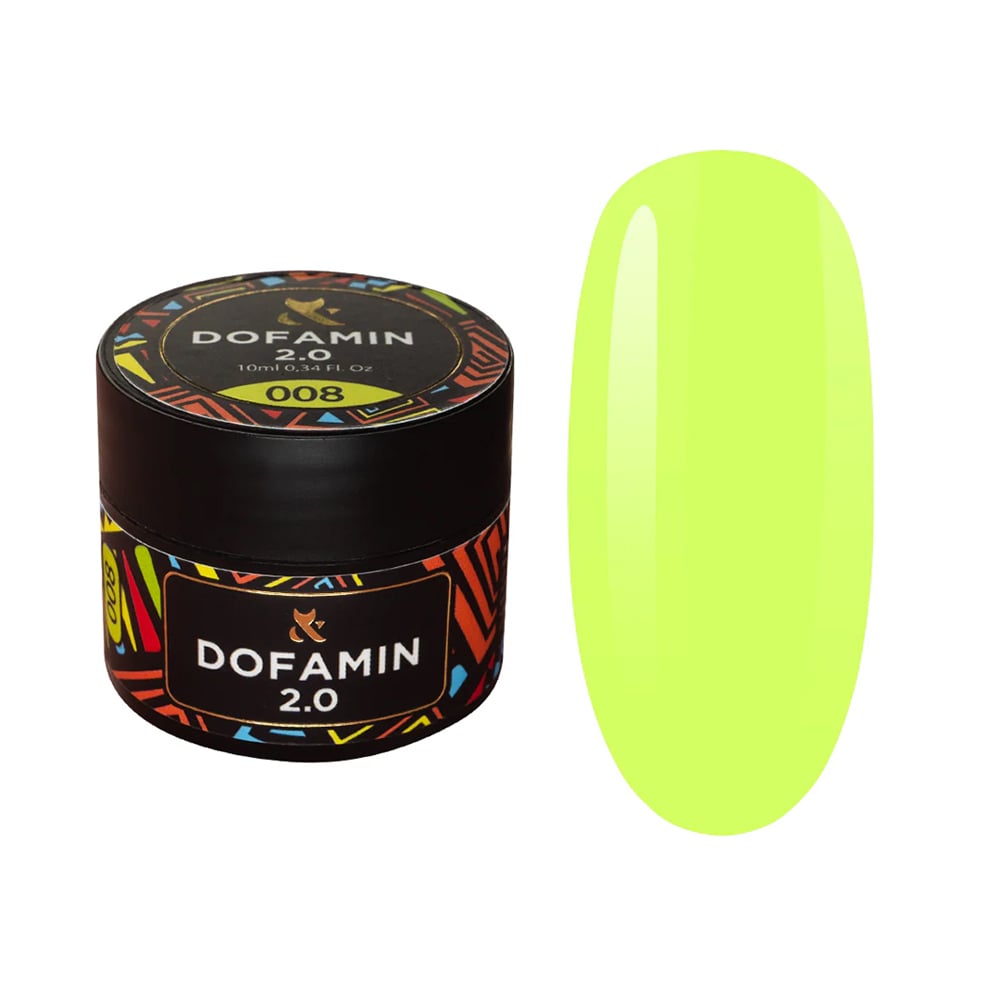 Кольорове базове покриття для гель-лаку F.O.X Base Dofamin 2.0, 008 Неон, 10 мл