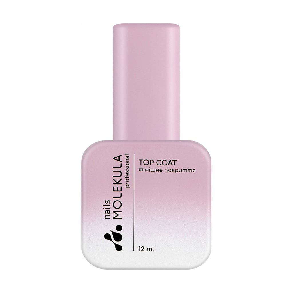 Кольоровий топ для гель-лаку Nails Molekula Professional Milky Rubber No Sticky Top Coat без липкого шару, TC01, 12 мл