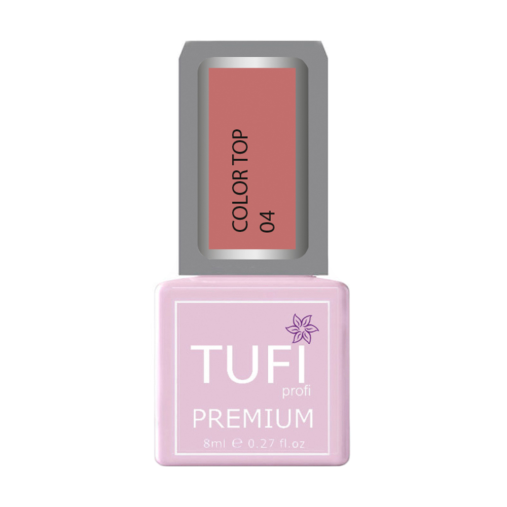 Кольоровий топ для нігтів Tufi profi Premium Color Top 04 Персиковий цвіт, 8 мл