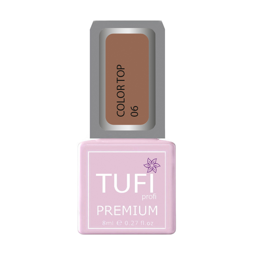 Кольоровий топ для нігтів Tufi profi Premium Color Top 06 Солодка іриска, 8 мл