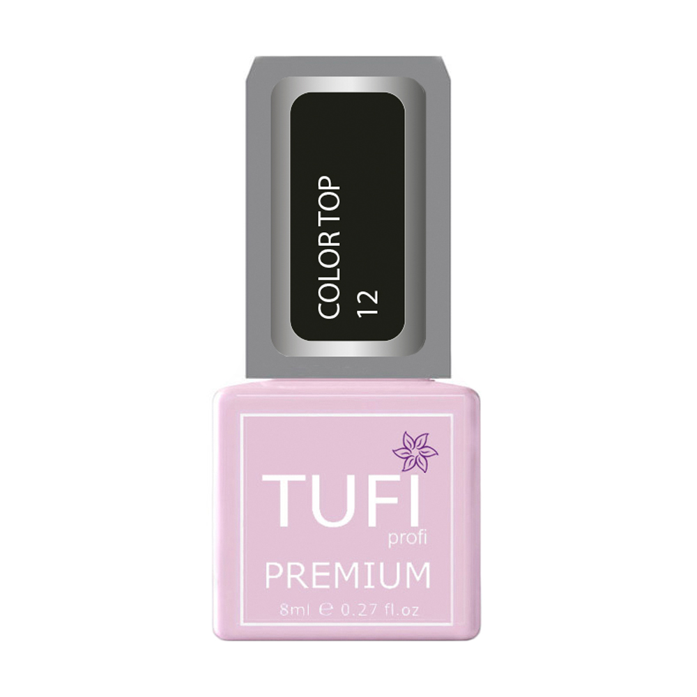 Кольоровий топ для нігтів Tufi profi Premium Color Top 12 Гіркий шоколад, 8 мл
