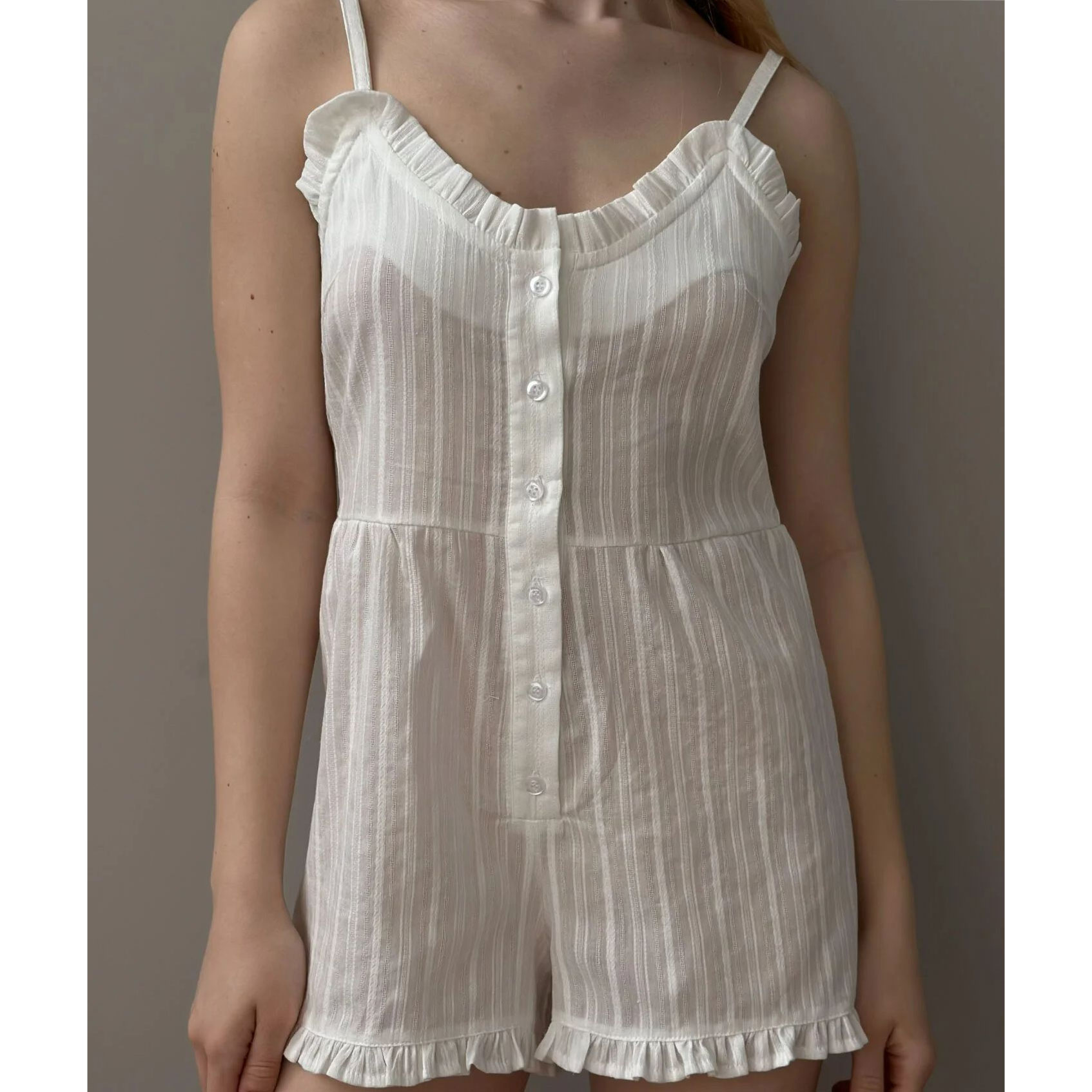 Комбінезон жіночий Miso Батіст, білий з малюнком, розмір M/L (13219)