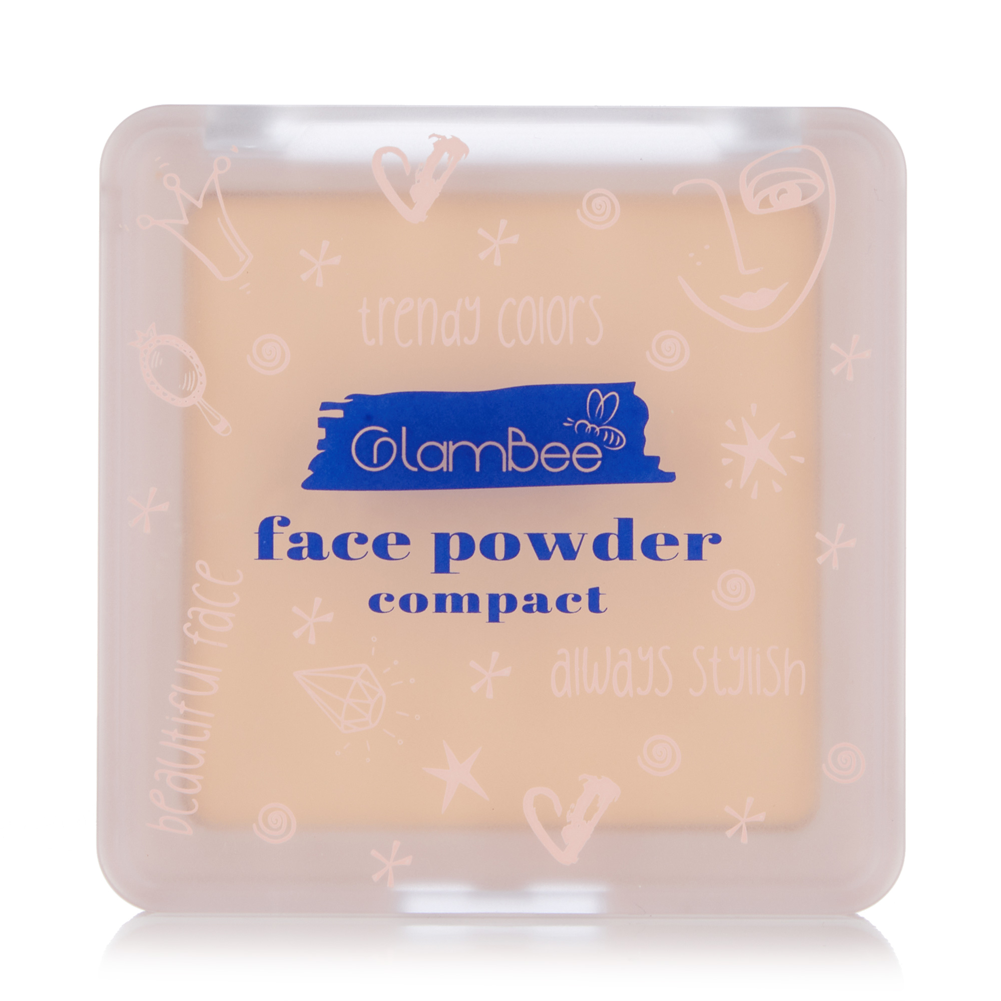 Компактна пудра для обличчя GlamBee Face Powder Compact без дзеркала 01, 11 г
