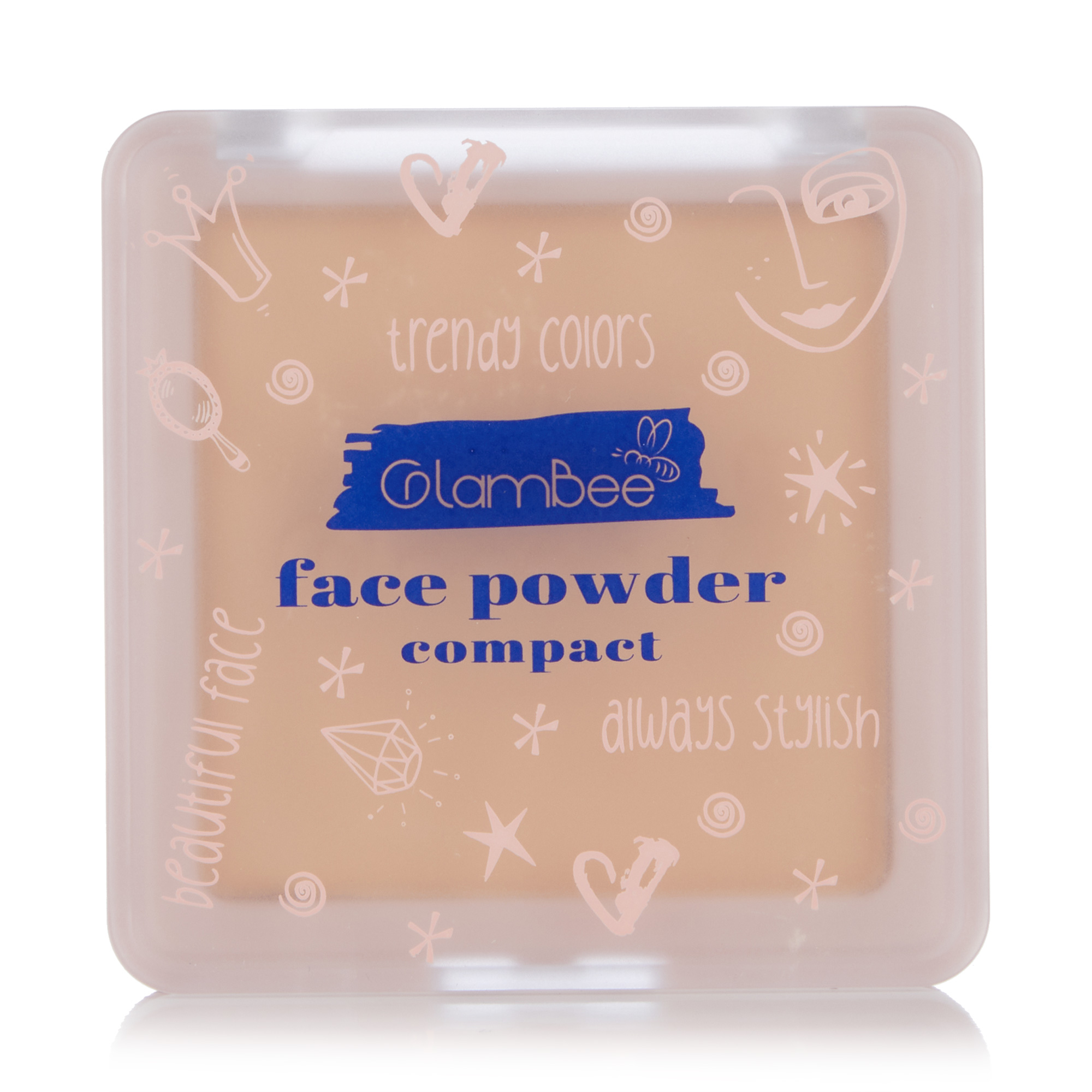 Компактна пудра для обличчя GlamBee Face Powder Compact без дзеркала 02, 11 г