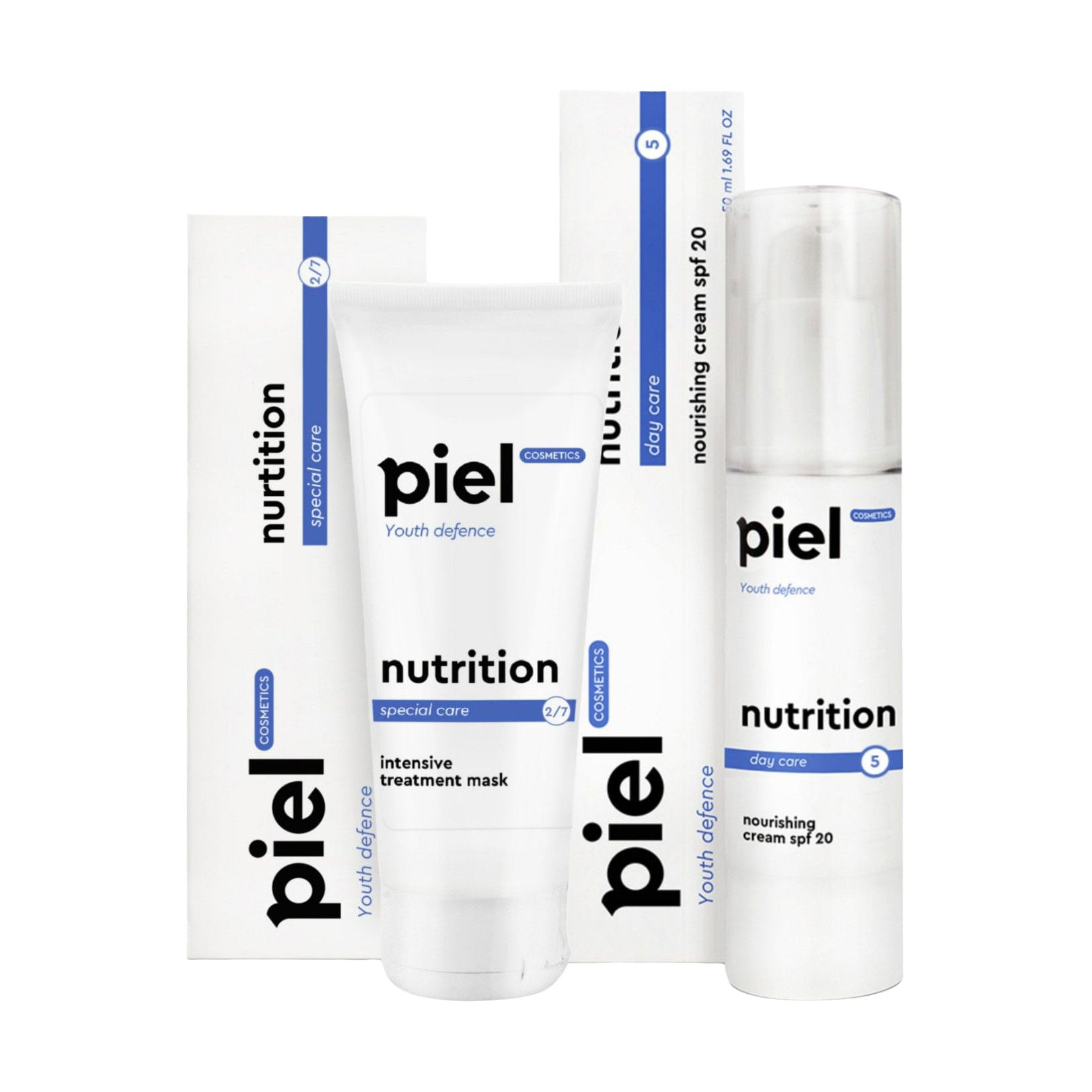 Комплекс для обличчя Piel Cosmetics для живлення та захисту шкіри (маска, 75 мл + крем, 50 мл)