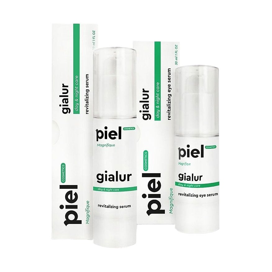 Комплекс для обличчя Piel Cosmetics для зволоження шкіри та надання свіжості (сироватка для обличчя, 50 мл + сироватка для шкіри навколо очей, 30 мл)