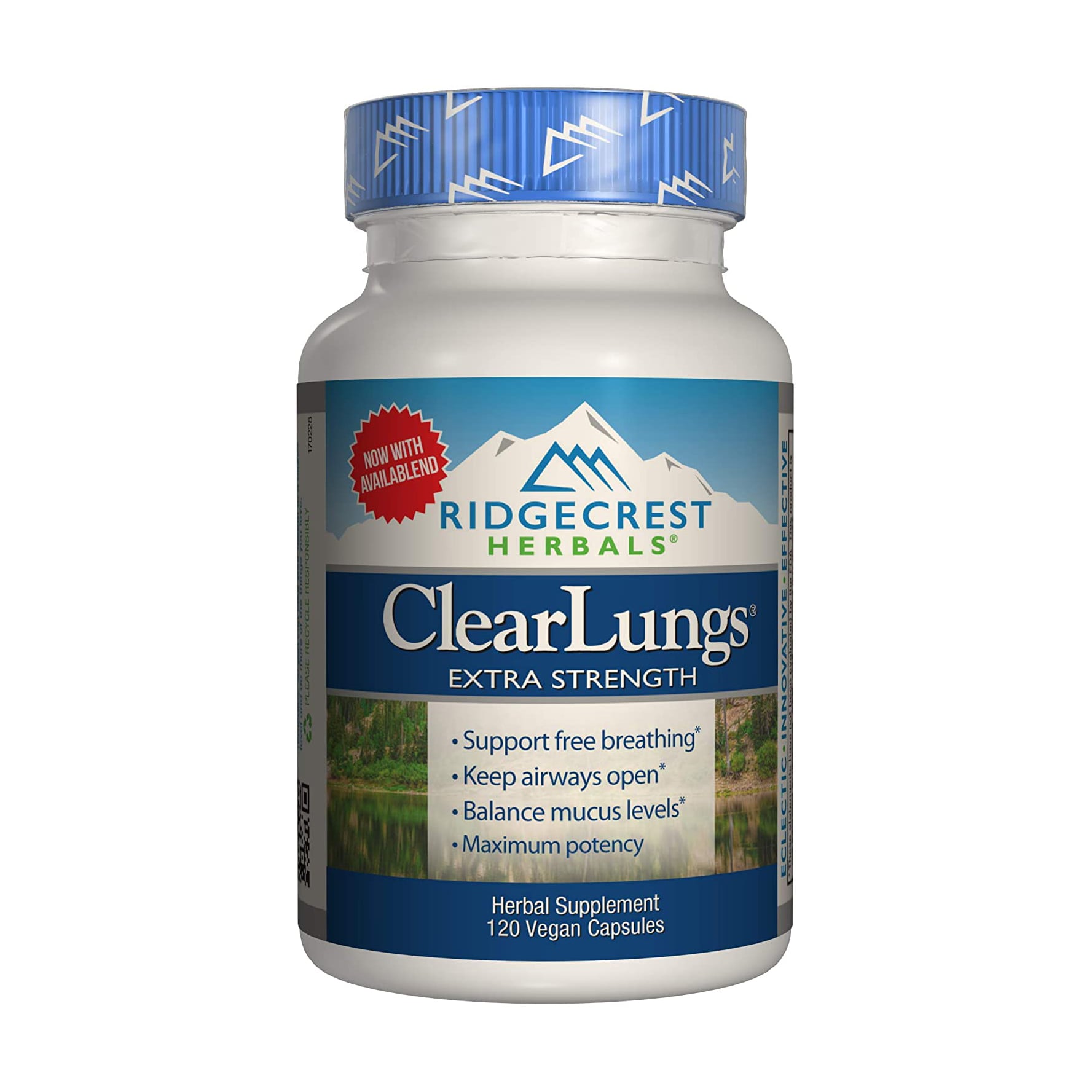 Комплекс для підтримки легенів Ridgecrest Herbals ClearLungs Extra Strength, 120 капсул