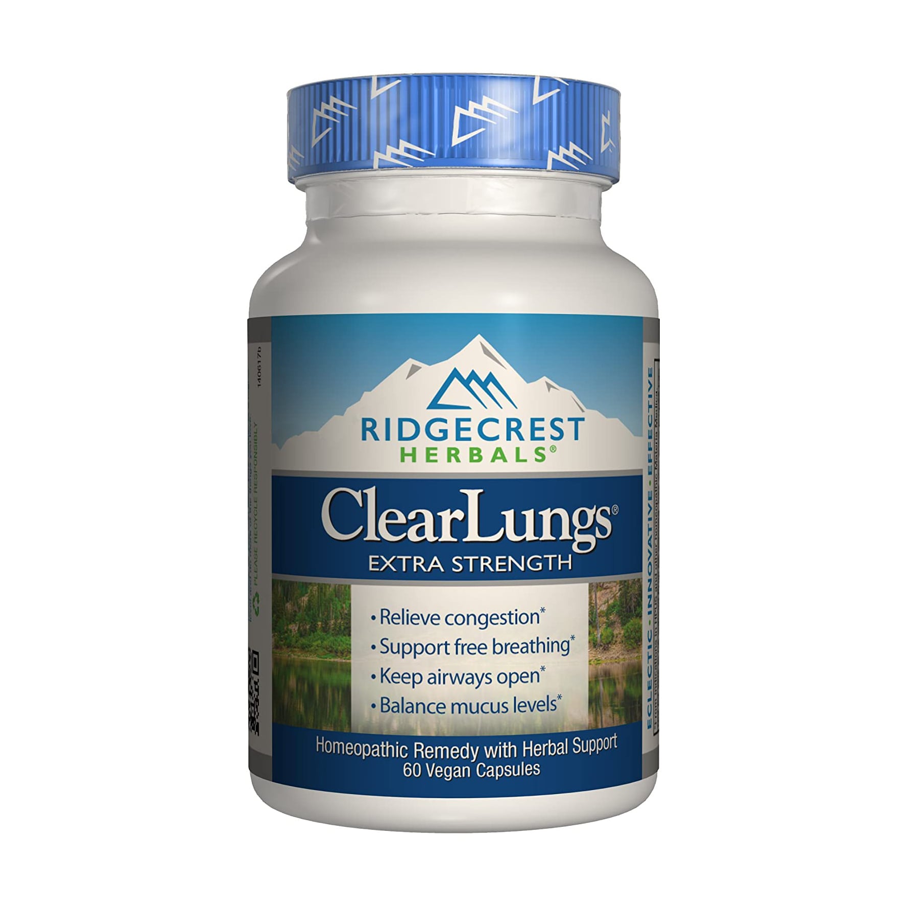 Комплекс для підтримки легенів Ridgecrest Herbals ClearLungs Extra Strength, 60 капсул