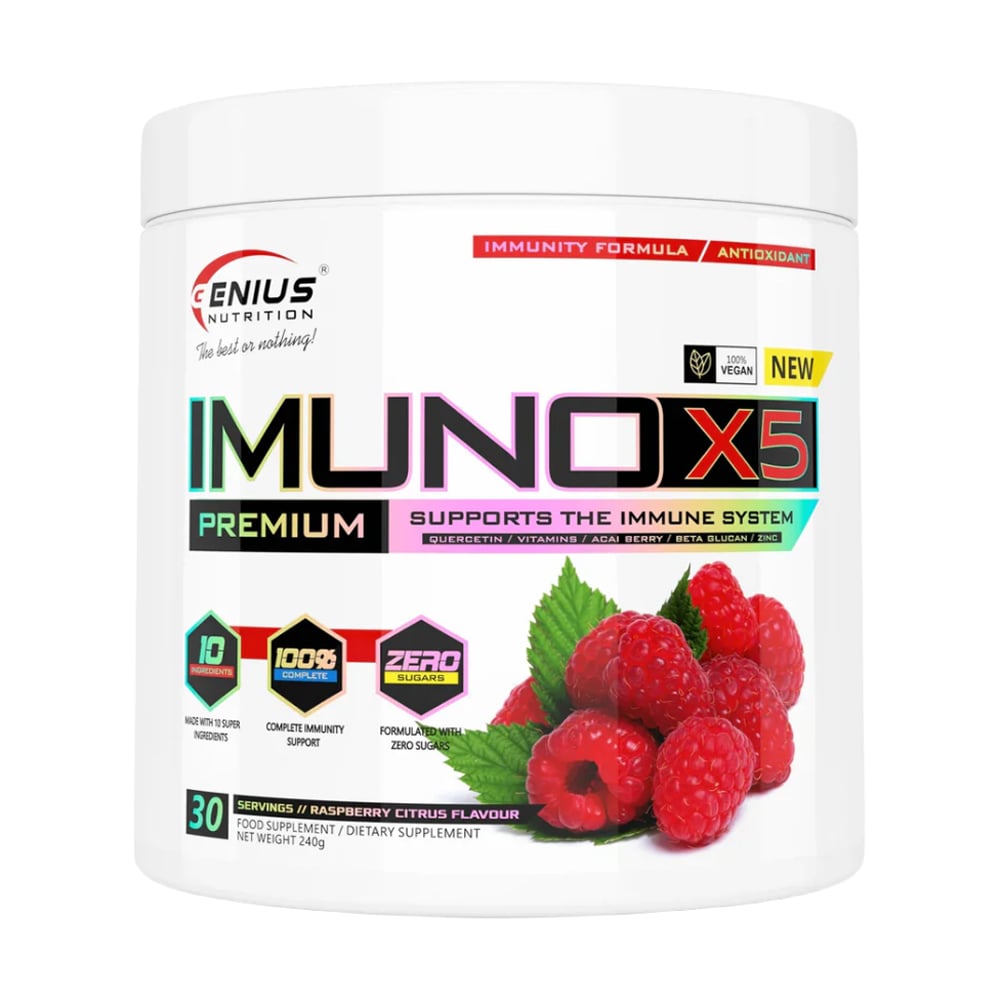 Комплекс для зміцнення імунної системи Genius Nutrition Imuno-X5 Малина, в порошку, 240 г