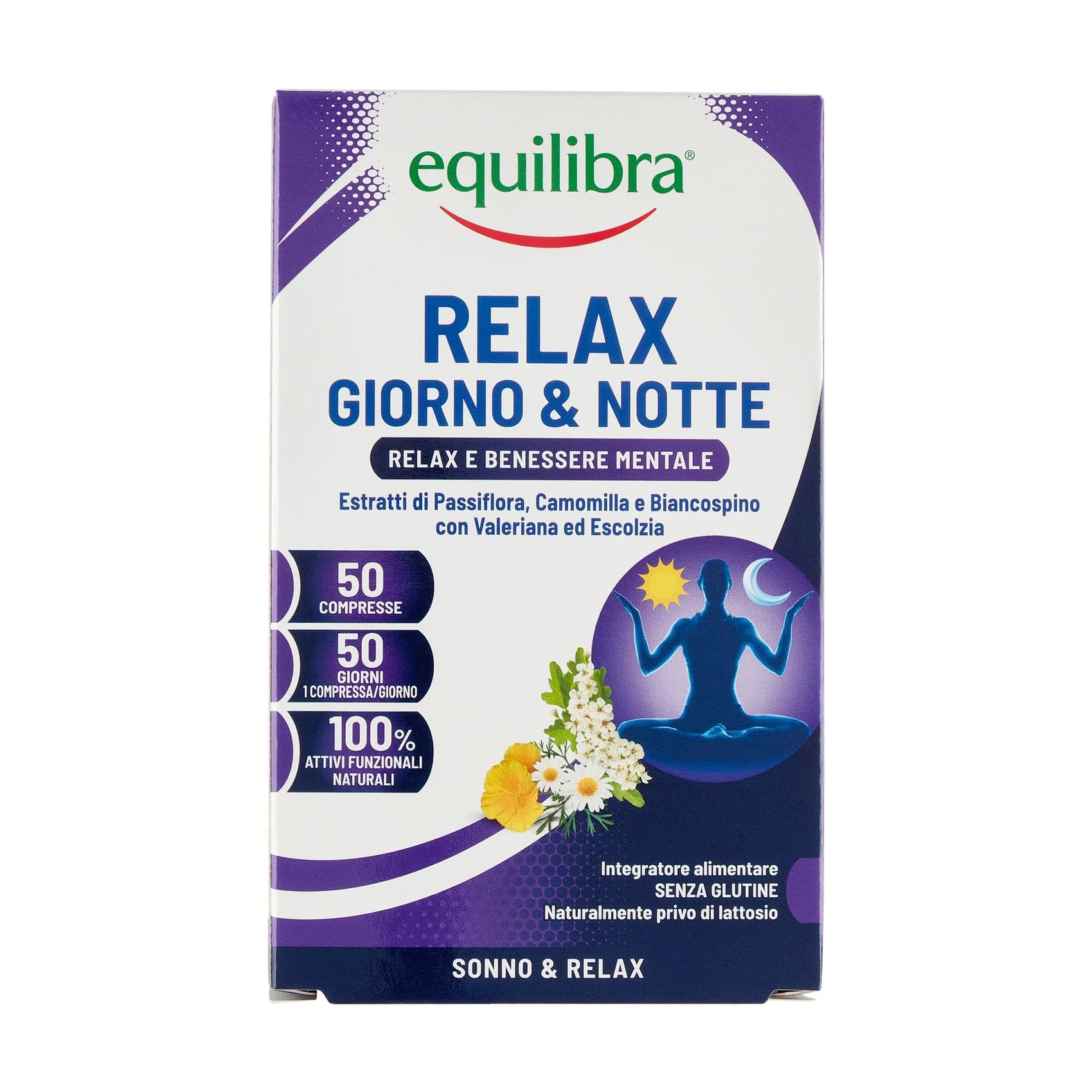 Комплекс для зниження стресу equilibra Relax Giorno &amp; Notte, 50 таблеток