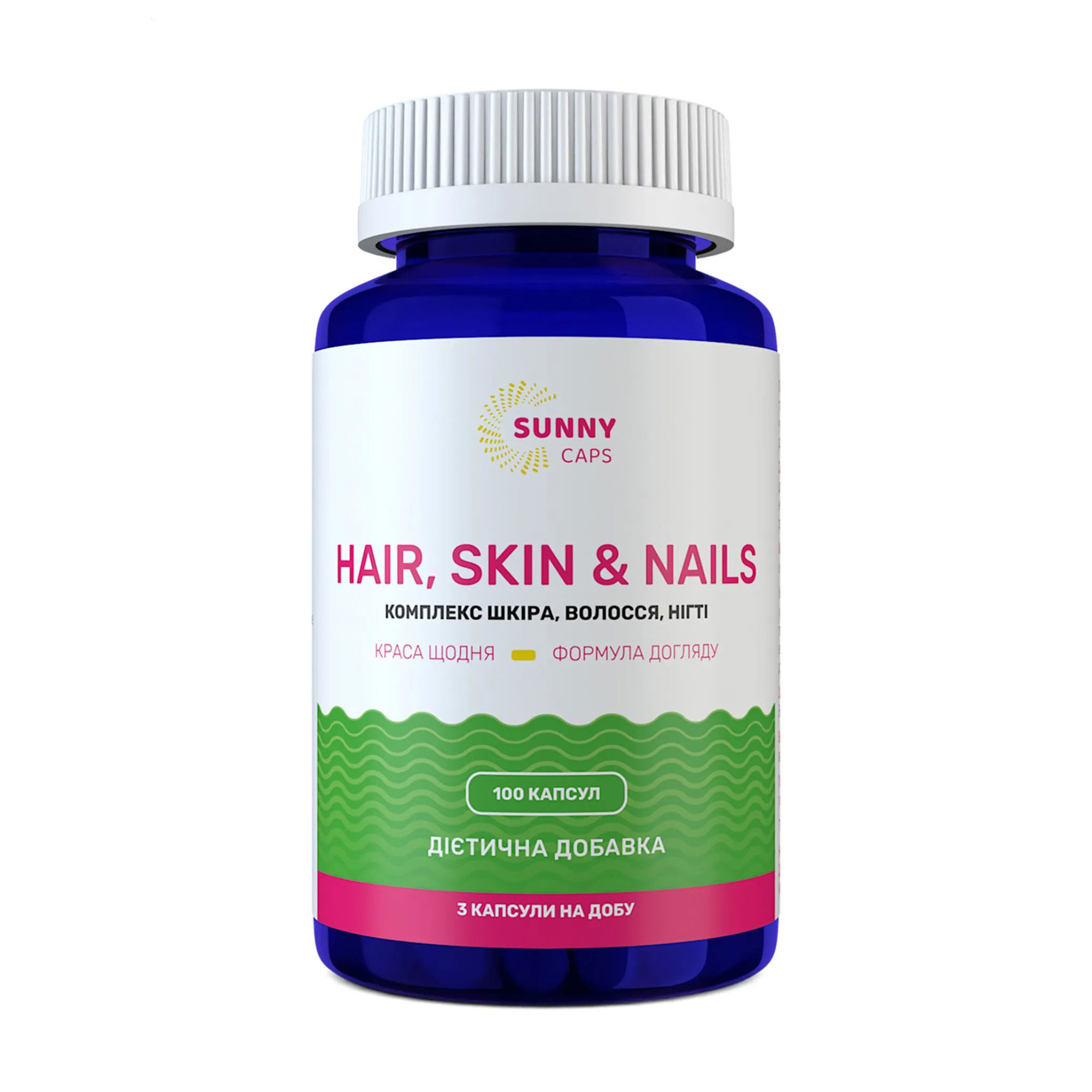 Комплекс Волосся, шкіра та нігті Sunny Caps Hair, Skin &amp; Nails Complex Powerfull, 100 капсул