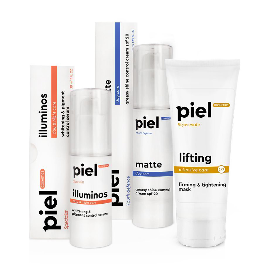 Комплекс засобів для обличчя Piel Cosmetics для боротьби з гіперпігментацією (сироватка, 30 мл + денний крем SPF 20, 50 мл + маска, 75 мл)