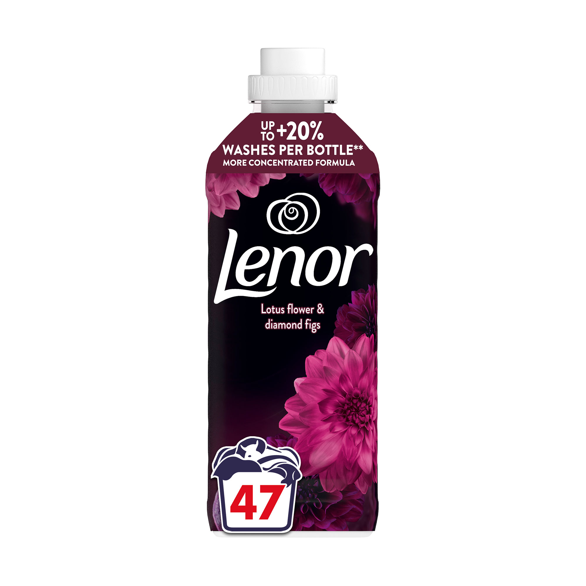 Кондиціонер для білизни Lenor Квітка лотоса та діамантові фіги, 47 циклів прання, 987 мл
