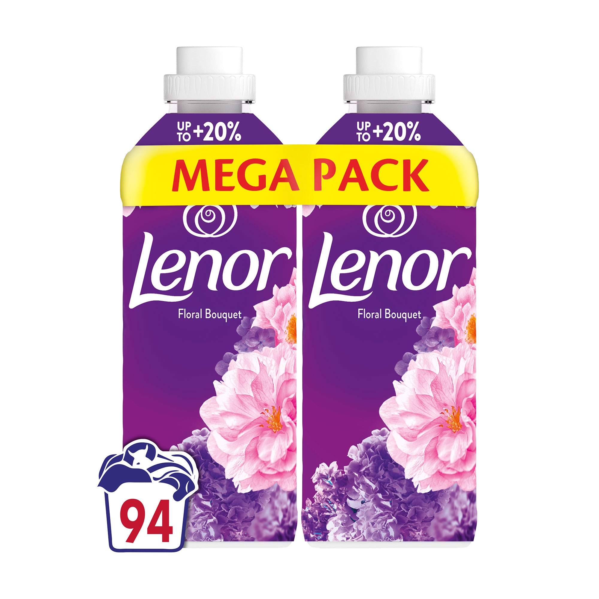 Кондиціонер для білизни Lenor Квітковий букет, 94 цикли прання, 2*987 мл