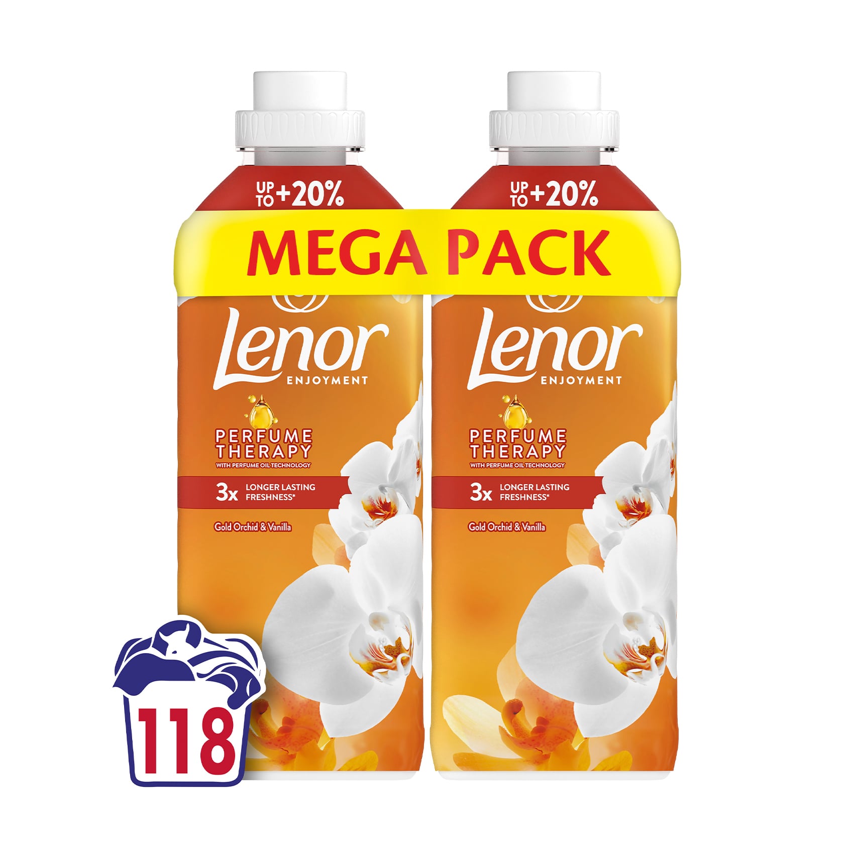 Кондиціонер для білизни Lenor Золота орхідея та ваніль, 118 циклів прання, 2*1.239 л