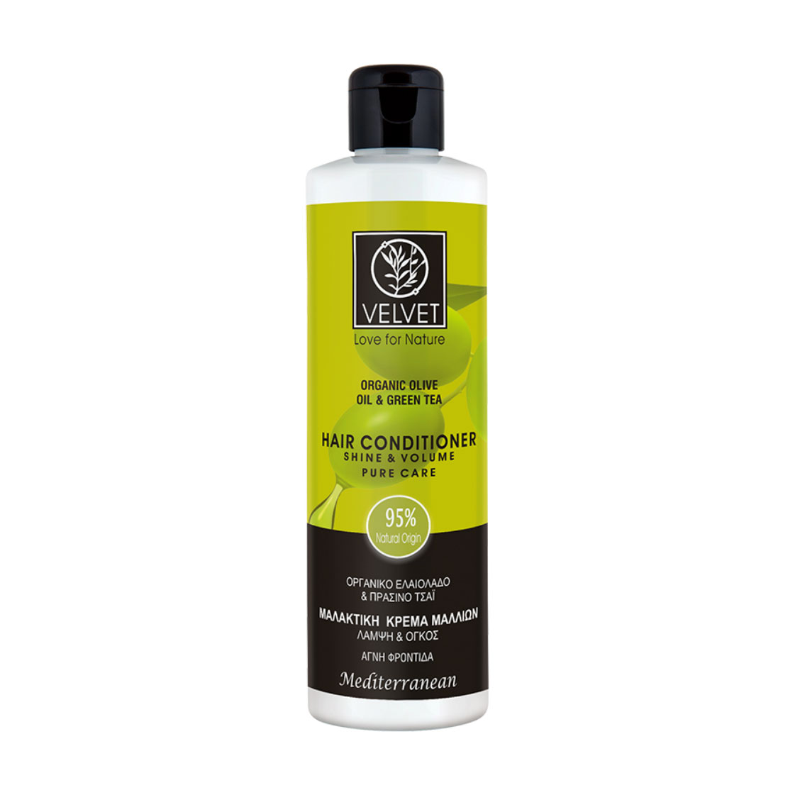 Кондиціонер для волосся Velvet Love for Nature Organic Olive Oil &amp; Green Tea Hair Conditioner Блиск та об'єм, 250 мл