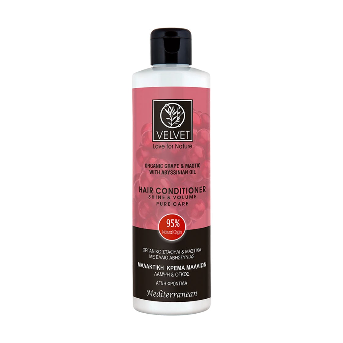 Кондиціонер для волосся Velvet Love for Nature Organic Grape &amp; Mastic Hair Conditioner Блиск та об'єм, 250 мл