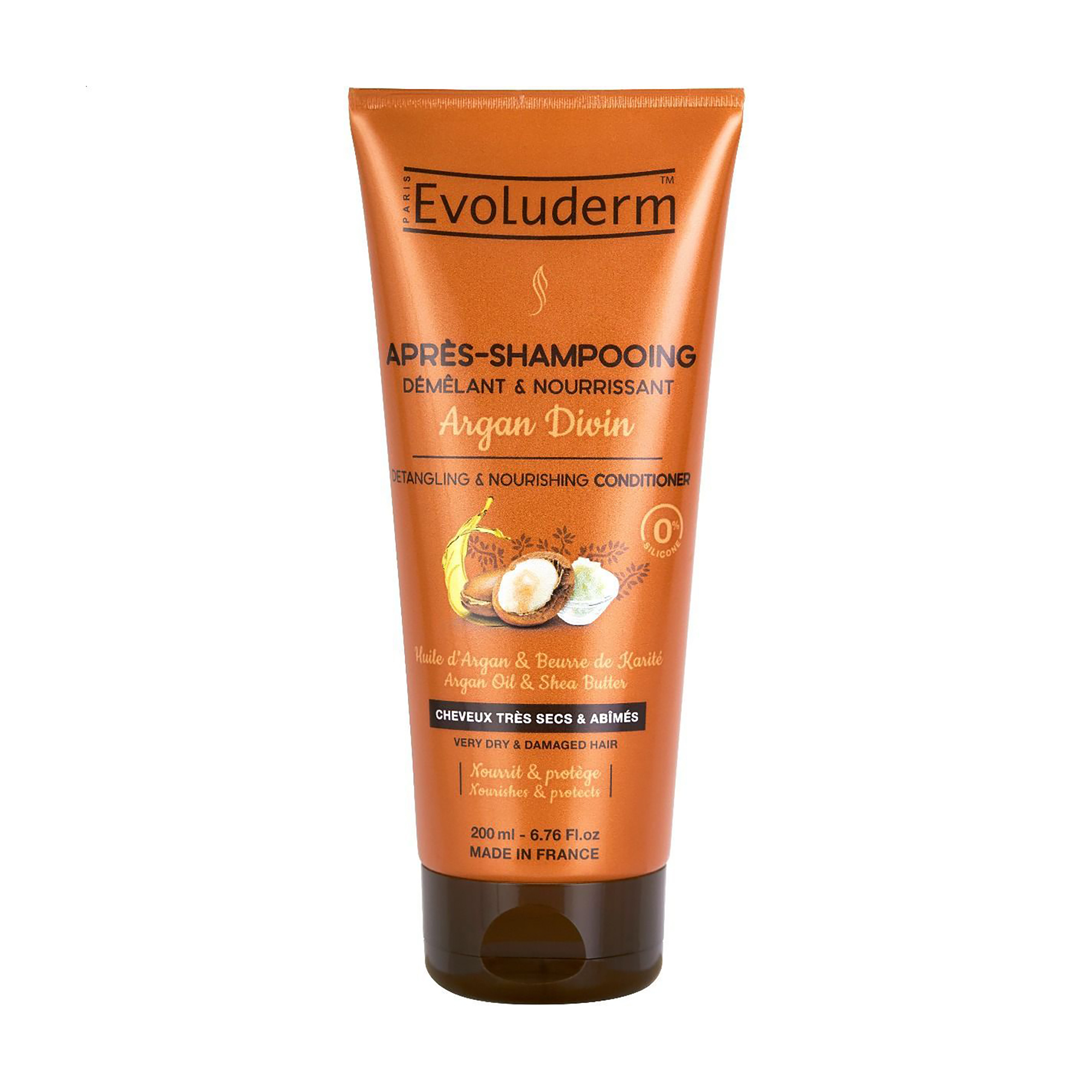 Кондиціонер Evoluderm Detangling &amp; Nourishing Conditioner для сухого та пошкодженого волосся, з аргановою олією, 200 мл