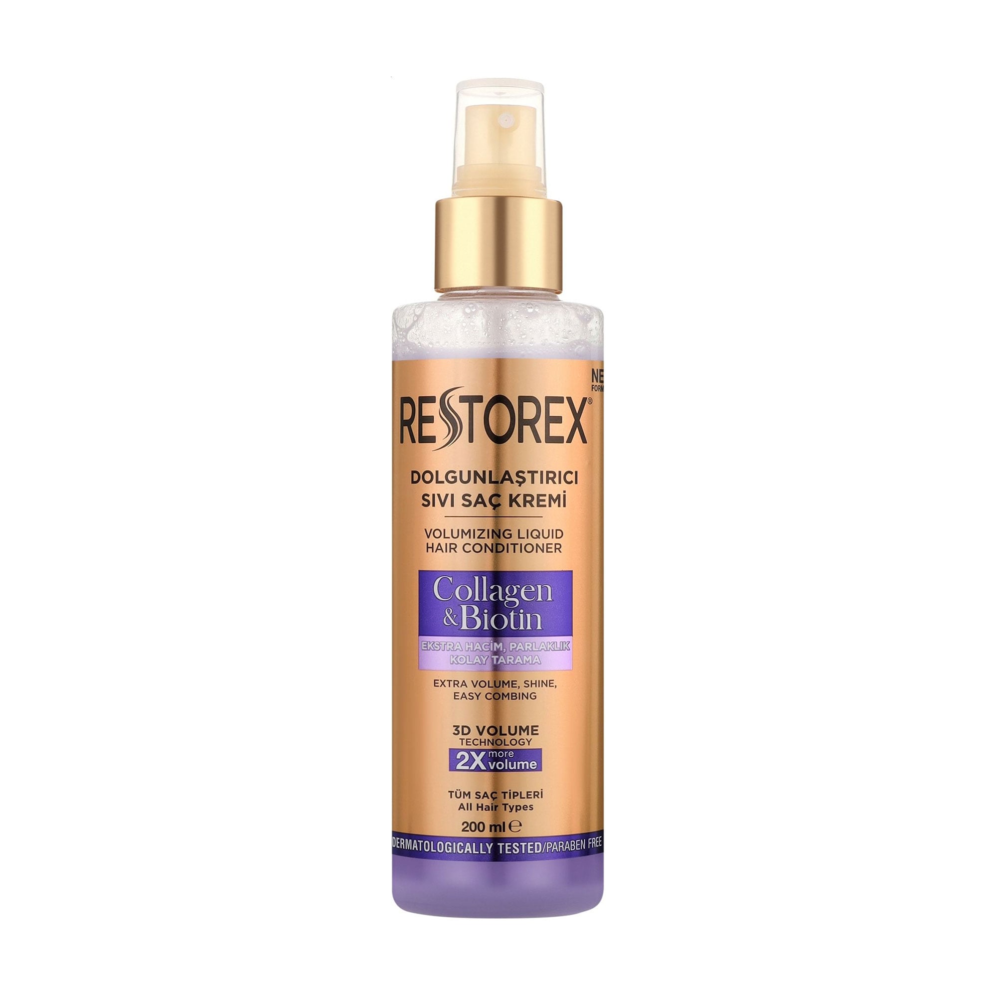 Кондиціонер-спрей Restorex Collagen &amp; Biotin Volumizing Liquid Hair Conditioner що надає об'єм волоссю, 200 мл