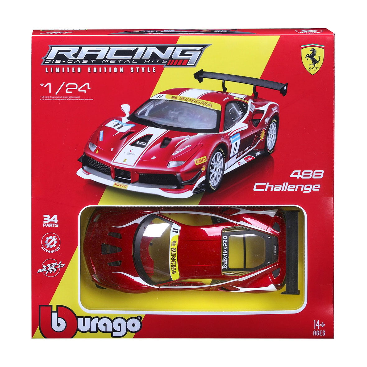 Конструктор Bburago Ferrari 488 Challenge, 1:24, 34 деталі, від 14 років (18-26586)