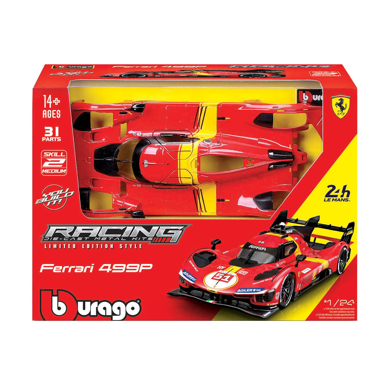 Конструктор Bburago Ferrari 499P LMH, 1:24, 31 деталь, від 14 років (18-26587)