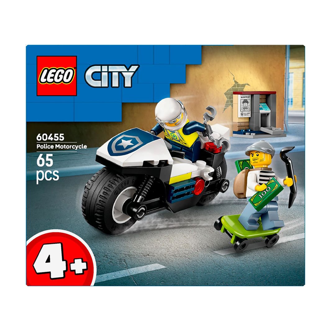 Конструктор LEGO City Переслідування на поліцейському мотоциклі, 65 деталей, від 4 років (60455)