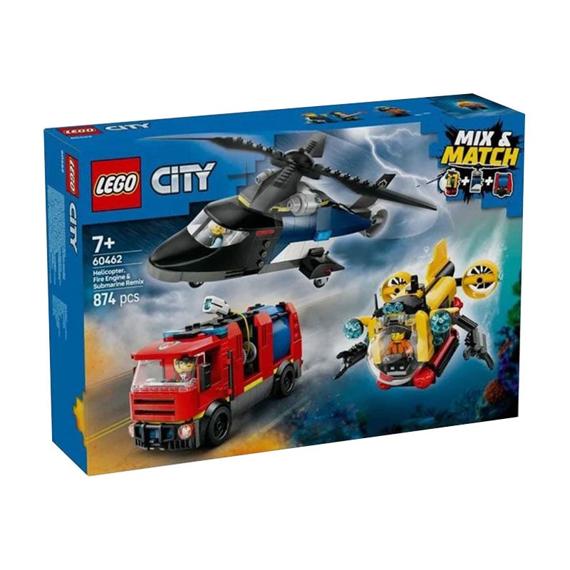 Конструктор LEGO City Ремікс вертольотів, пожежних машин і підводних човнів, 874 деталей, від 7 років (60462)
