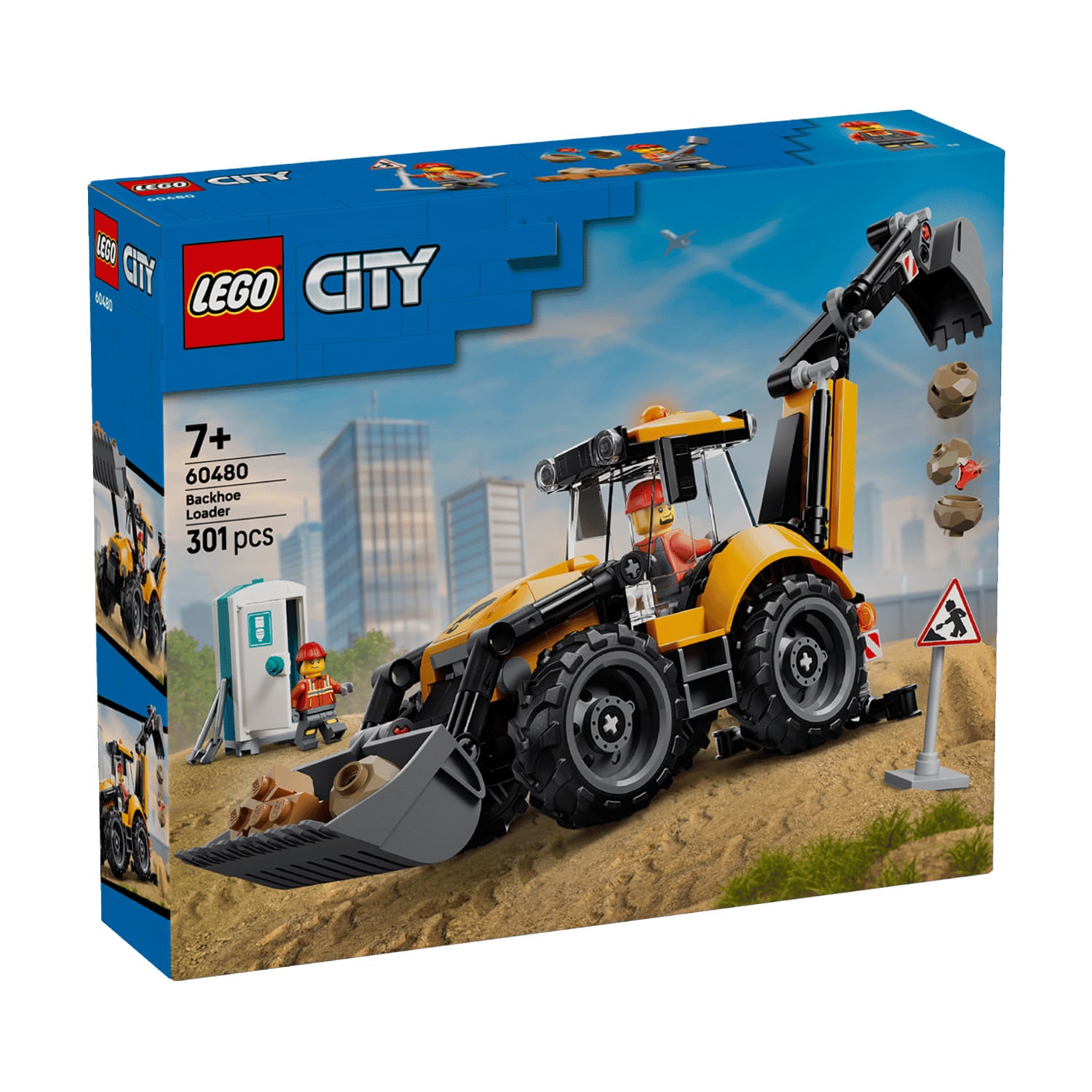 Конструктор LEGO City Жовтий екскаватор-навантажувач, 301 деталь, від 7 років (60480)