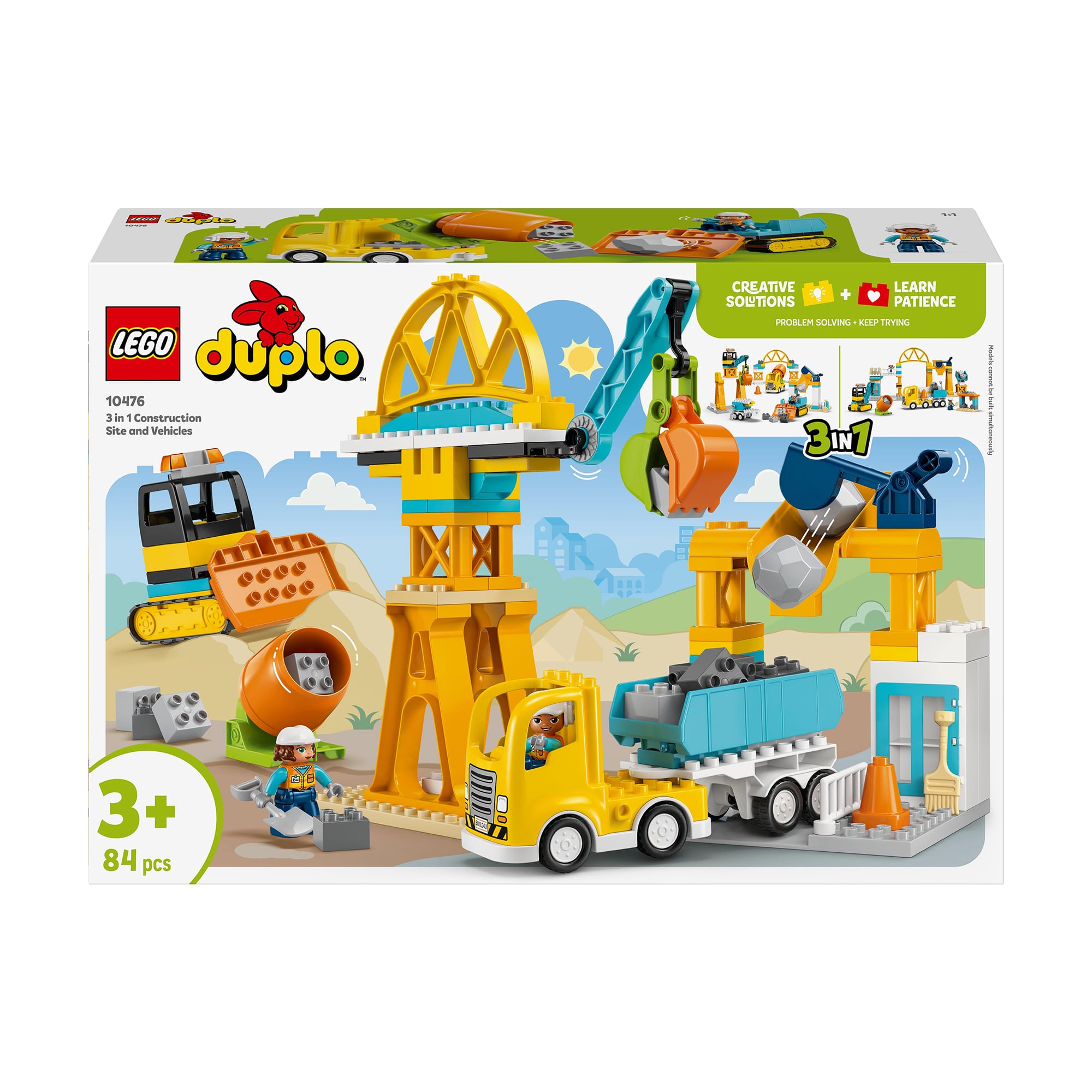 Конструктор LEGO Duplo 3 в 1 Будівельний майданчик і техніка, 84 деталі, від 3 років (10476)