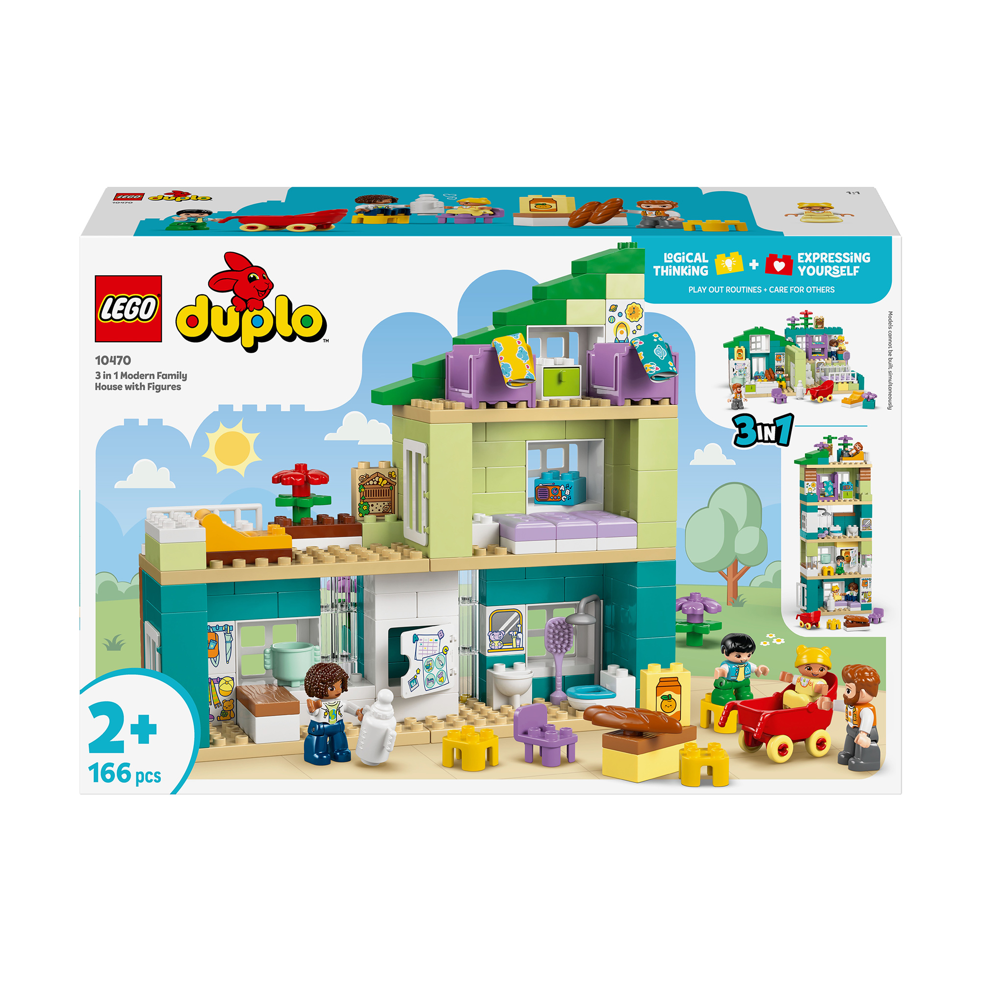 Конструктор LEGO Duplo Сучасний родинний будинок із фігурками, 166 деталей, від 2 років (10470)
