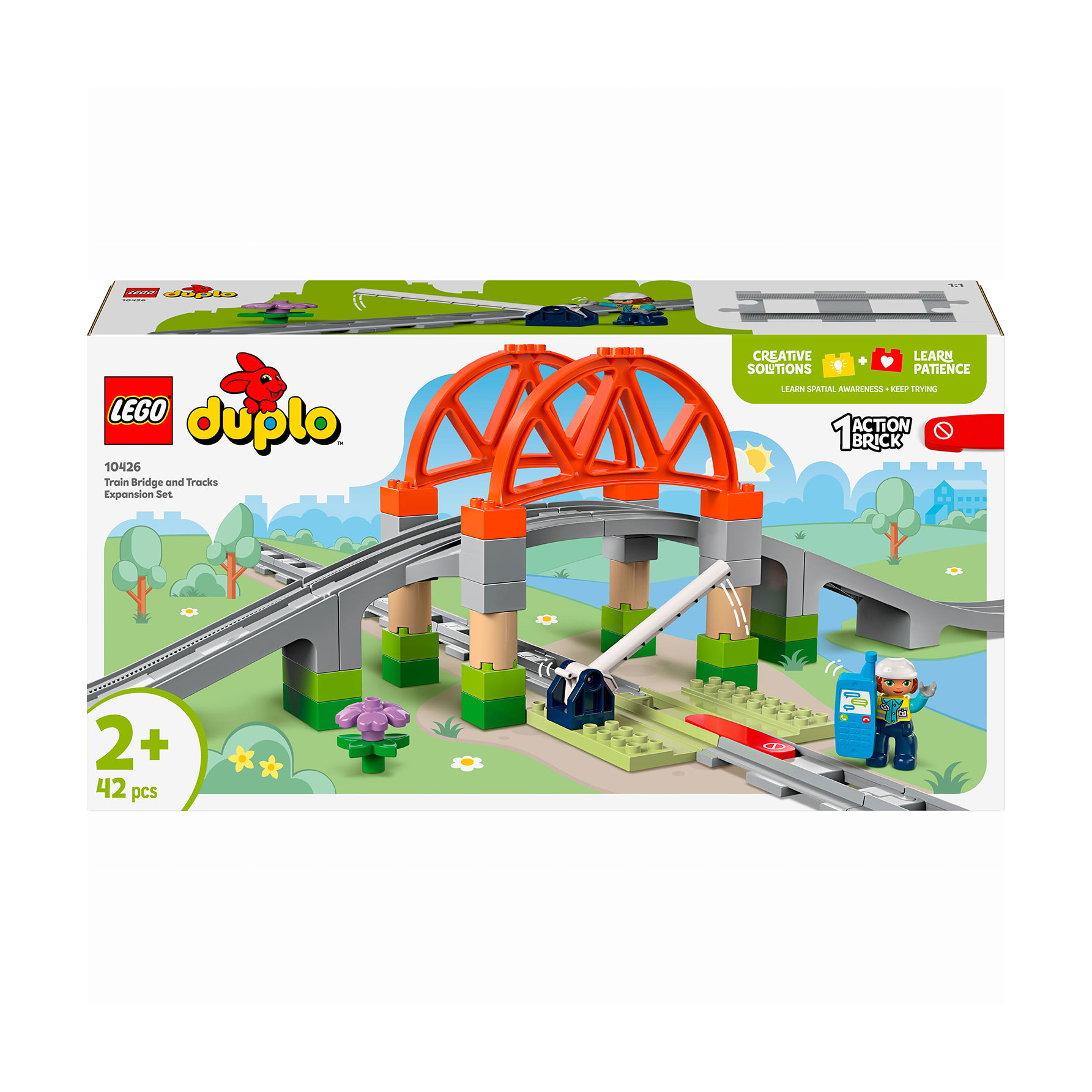 Конструктор LEGO Duplo Town Додатковий набір. Залізничний міст і колії, від 2 років, 42 деталі (10426)