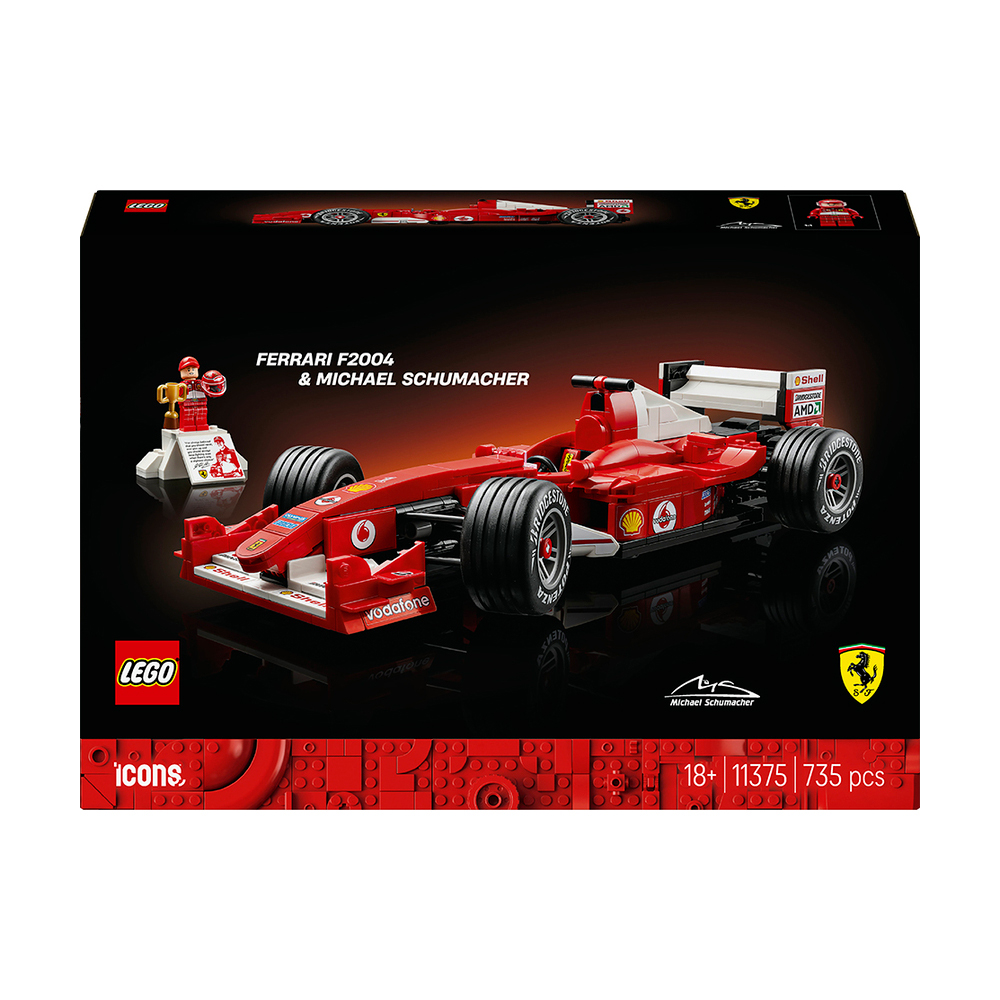 Конструктор LEGO Icons Ferrari F2004 &amp; Michael Schumacher, 735 деталей, від 18 років (11375)