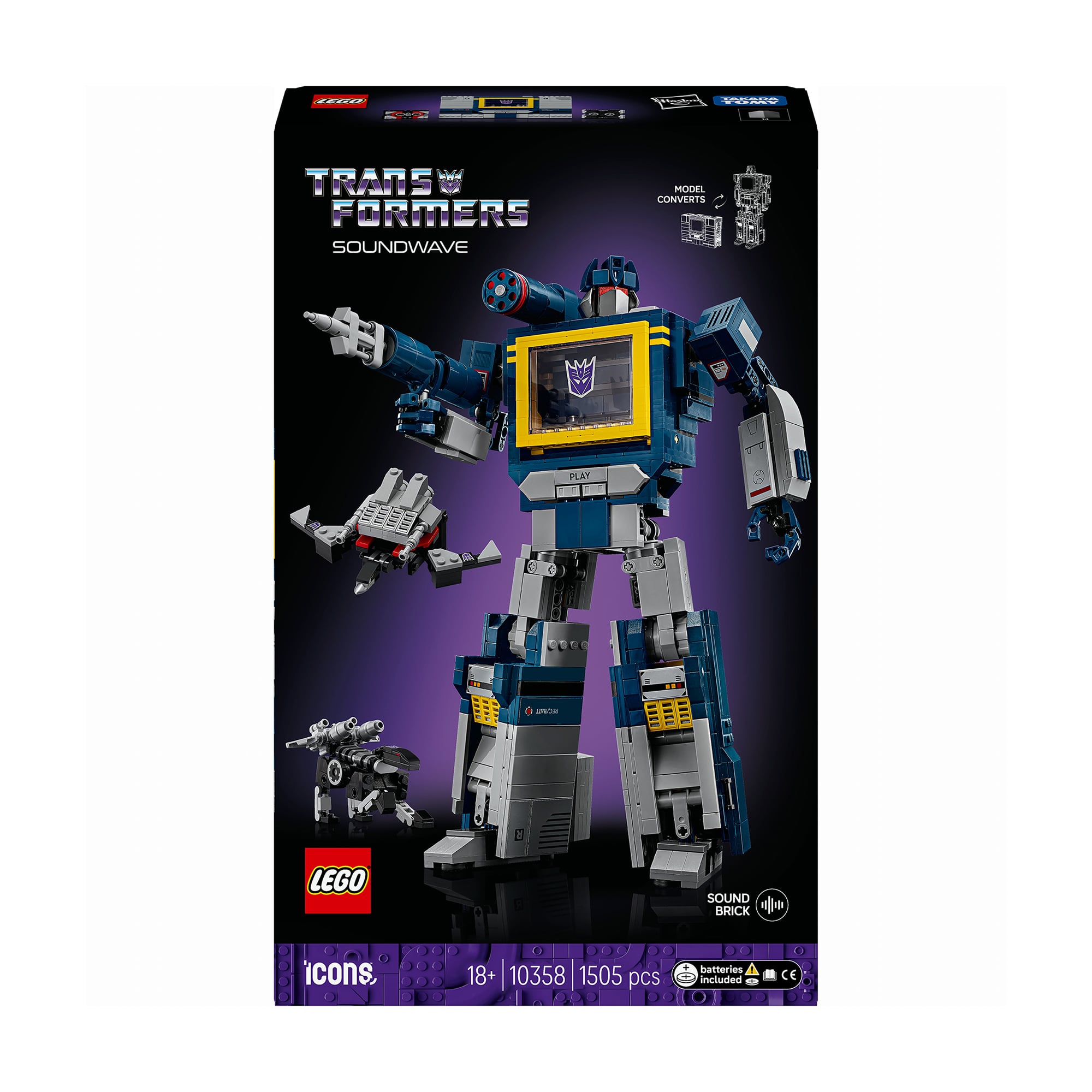 Конструктор LEGO Icons Transformers: Саундвейв, від 18 років, 1505 деталей (10358)